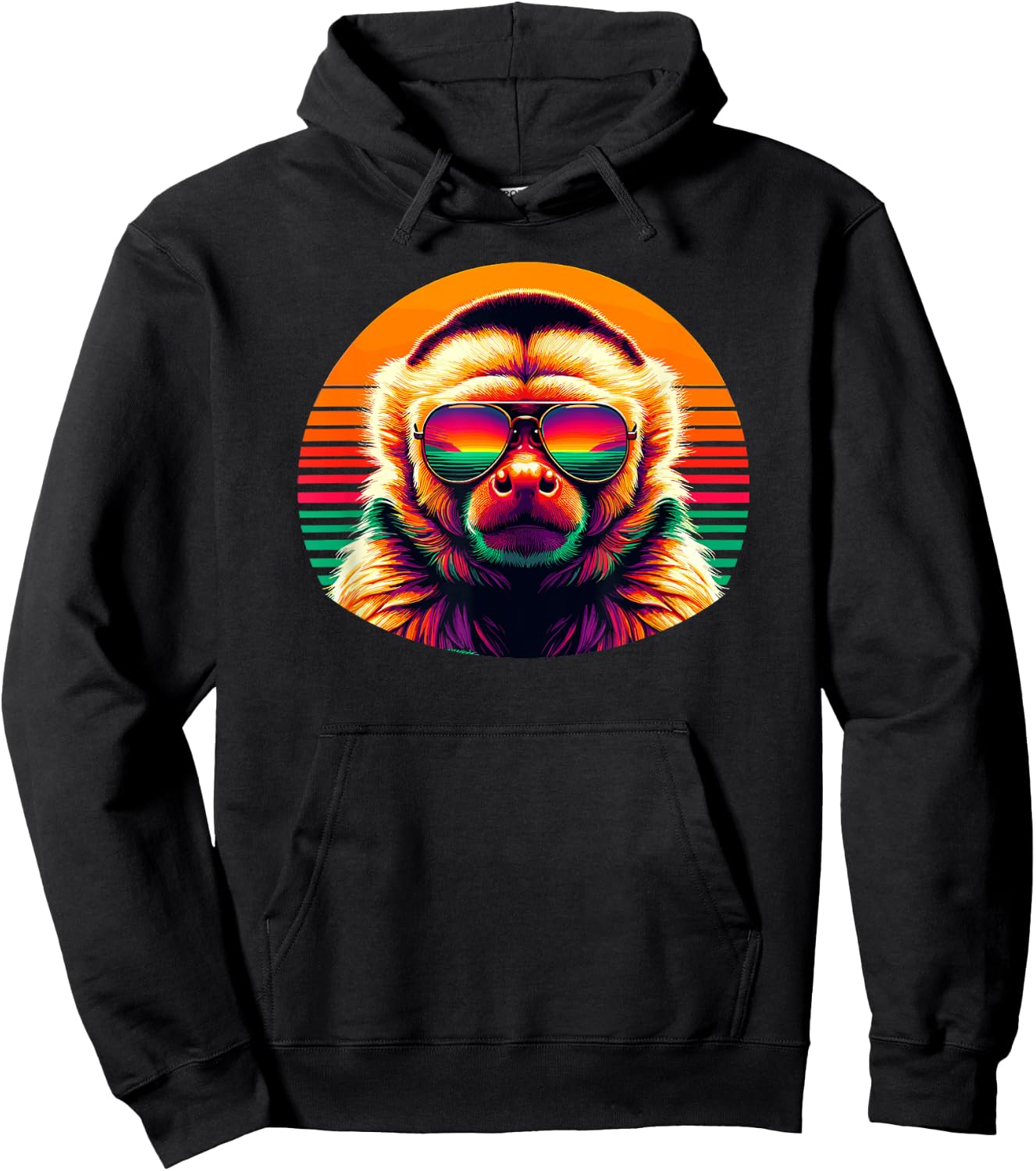 Retro Sunset Sunglasses Capuchin Monkey Hoodie - Hoodie | Black