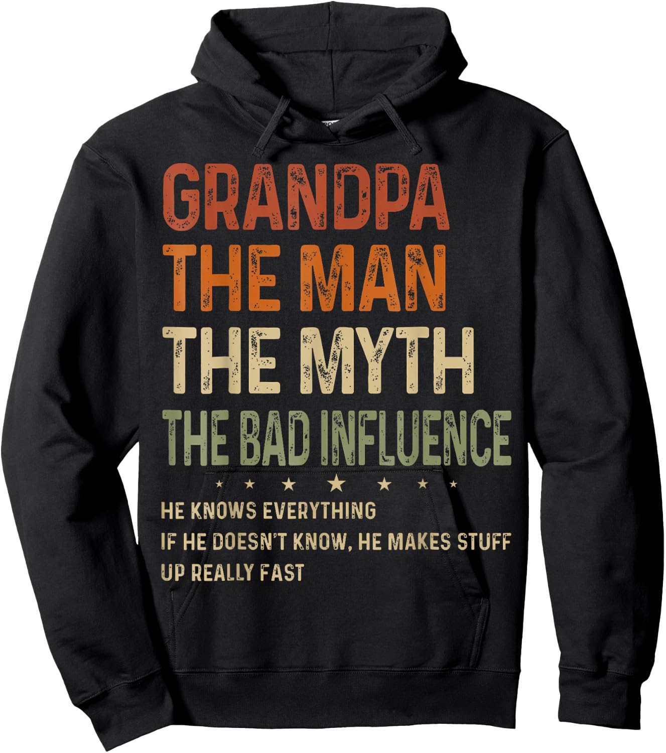 Grandpa The Man The Myth The Bad Influence Fathers Day Hoodie - Hoodie | Black