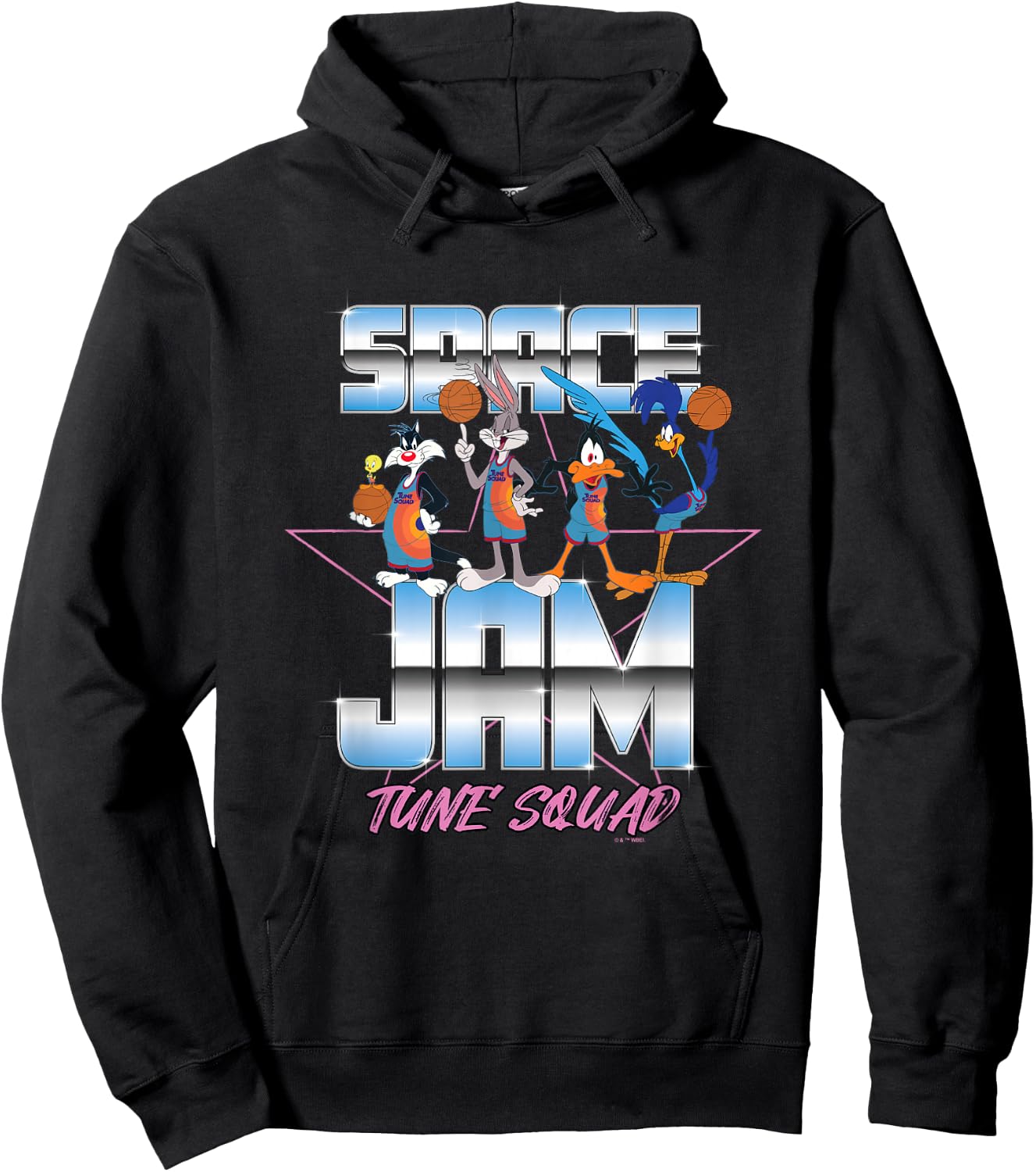 Space Jam 2 Iconic Tune Squad Star Chrome Team Chest Poster Hoodie - Hoodie | Black