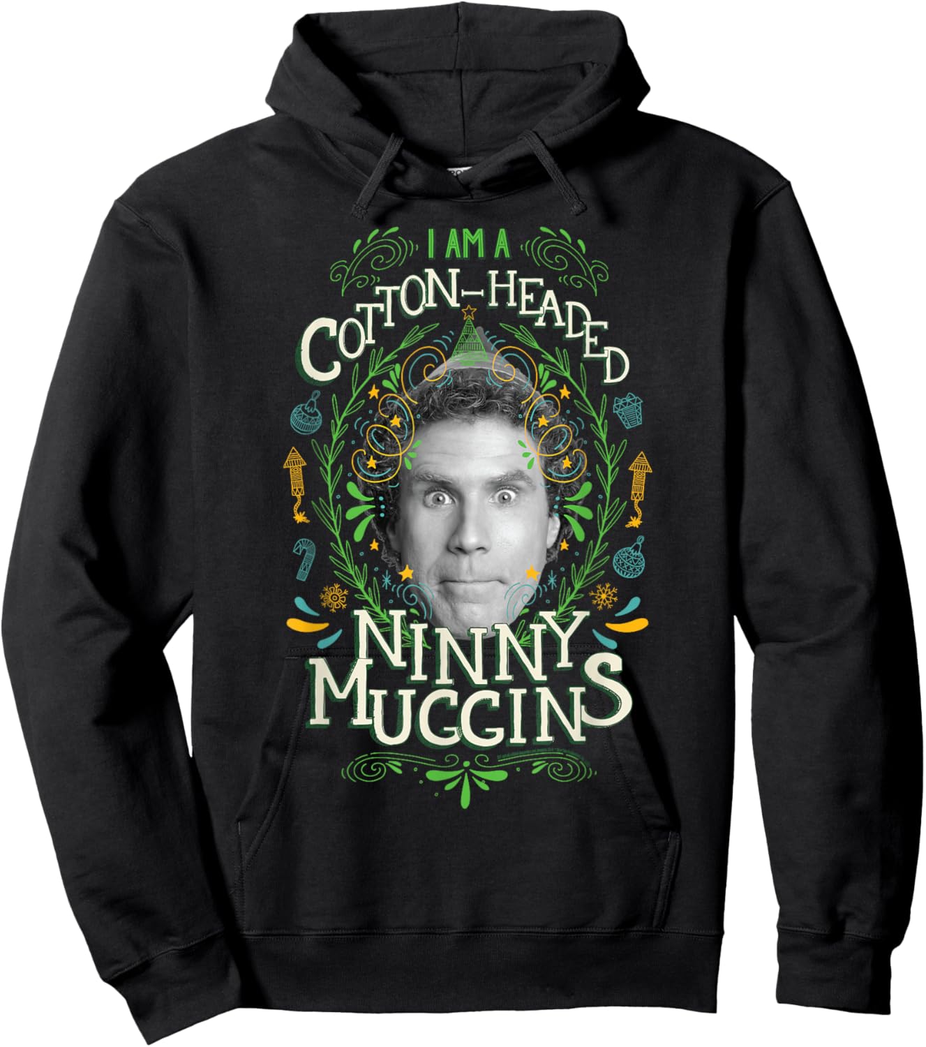 Elf Buddy I Am A Cotton-Headed Ninny Muggins Hoodie - Hoodie | Black