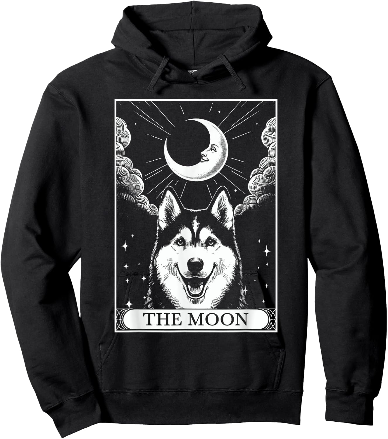Tarot Card Vintage Crescent Moon Siberian Husky Dog Mom Hoodie - Hoodie | Black