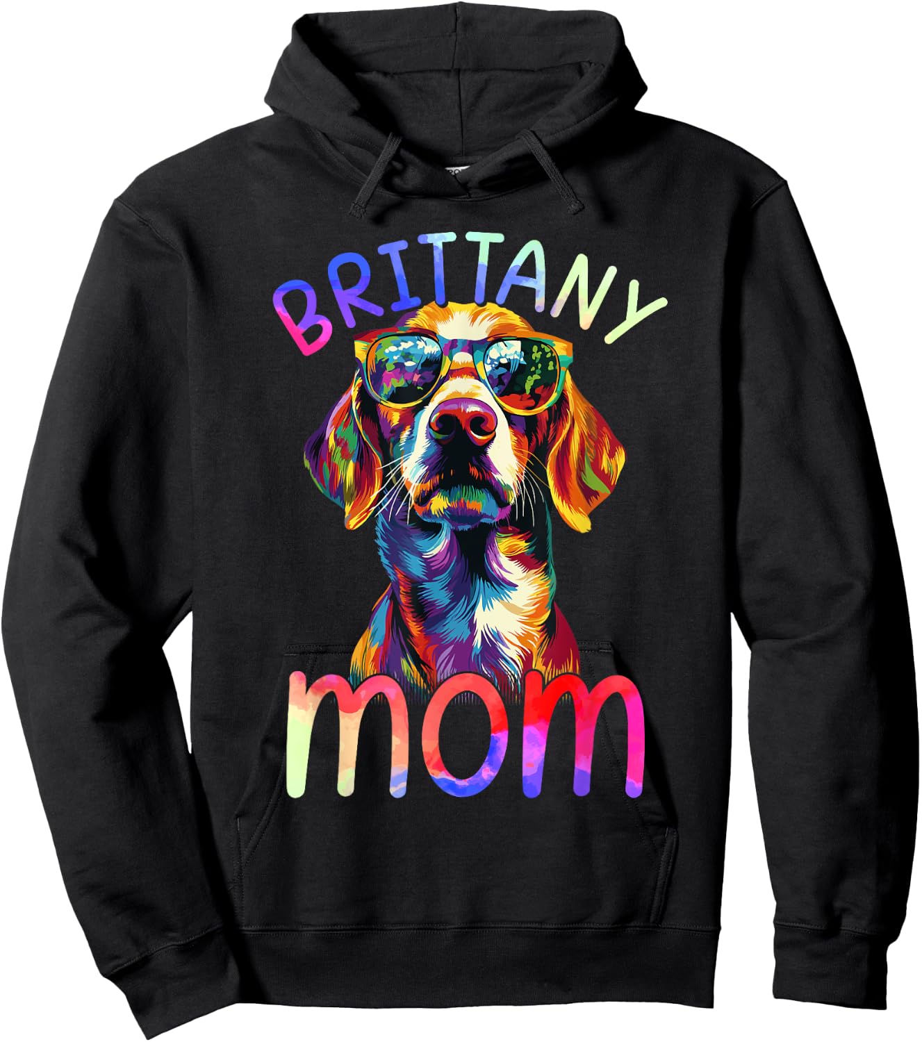 Brittany Mom Colorful Pop Art Brittany Dog Hoodie - Hoodie | Black