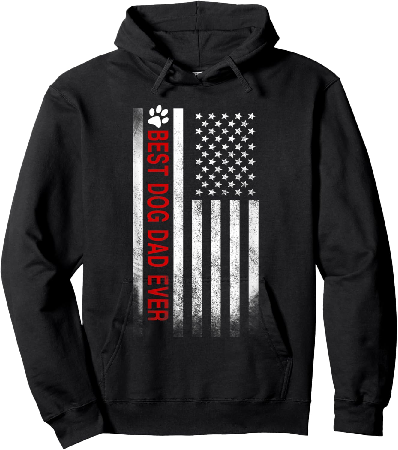 Best Dog Dad Ever American Flag Gift Best Father Hoodie - Hoodie | Black