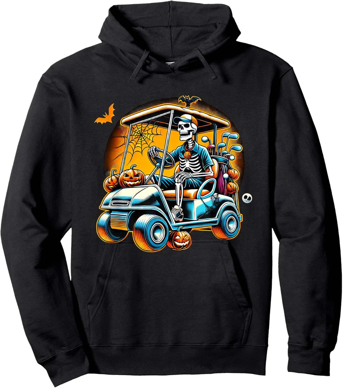 Halloween Skeleton Golf Cart Golfer Hoodie - Hoodie | Black