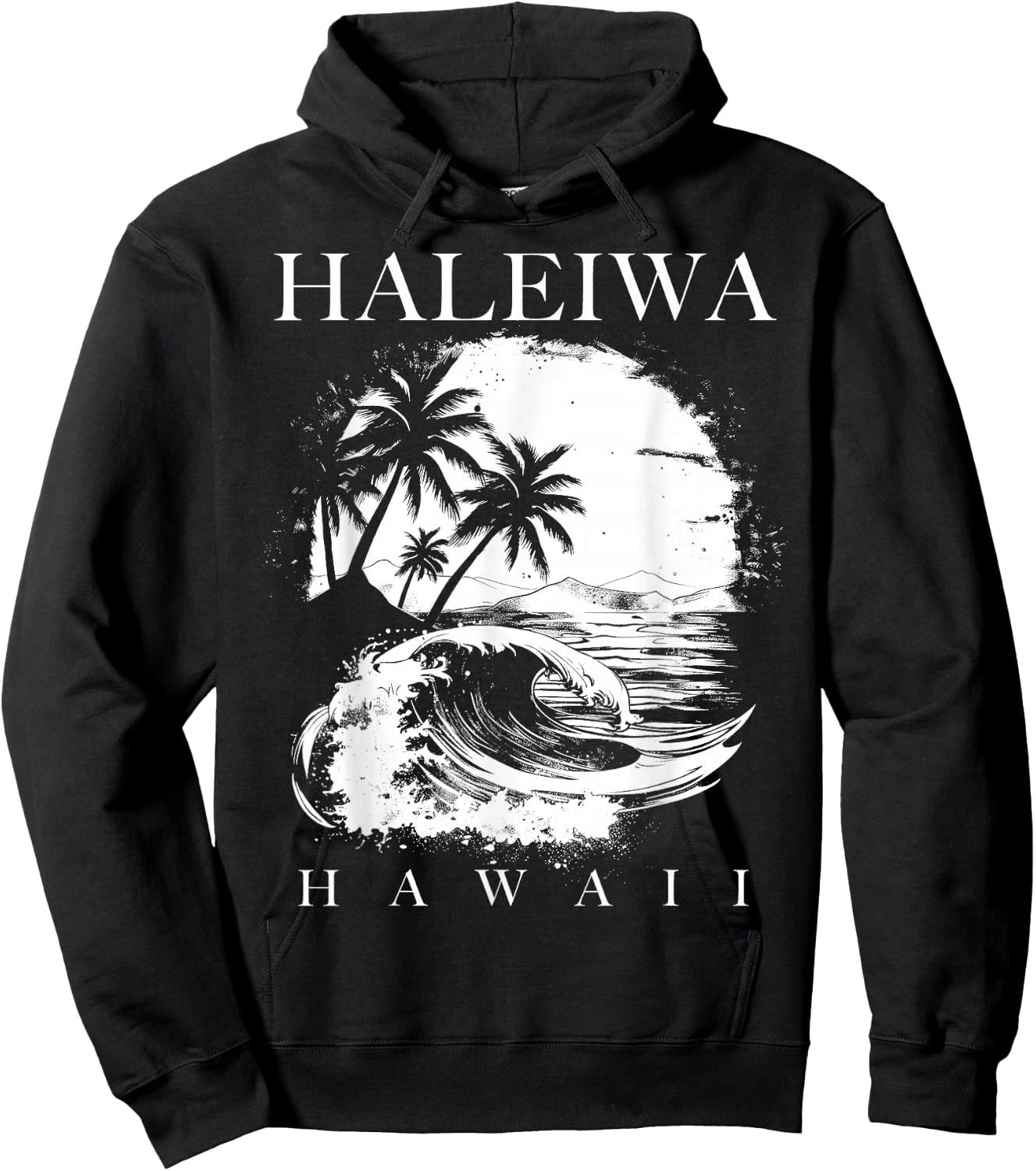 Haleiwa Hawaii Aloha Hawaiian Surfer Vintage Style Hoodie - Hoodie | Black