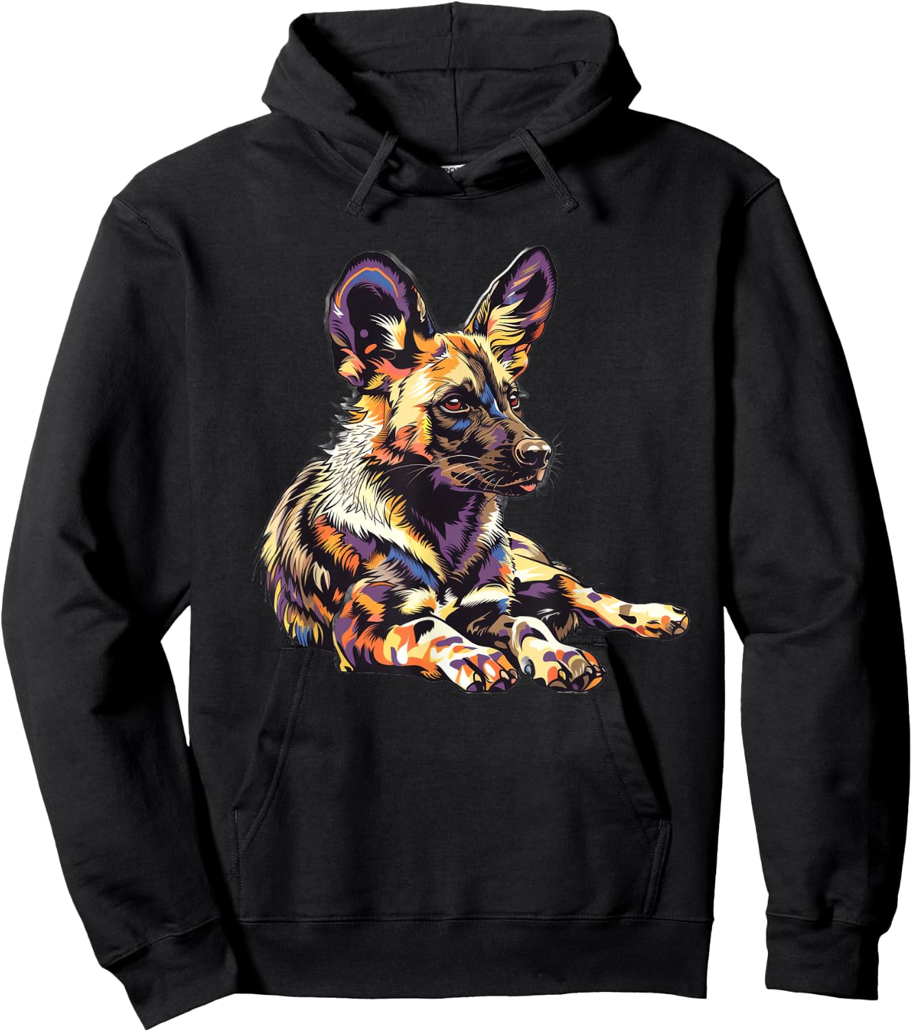 African Wild Dog Under A Rainbow Hoodie - Hoodie | Black