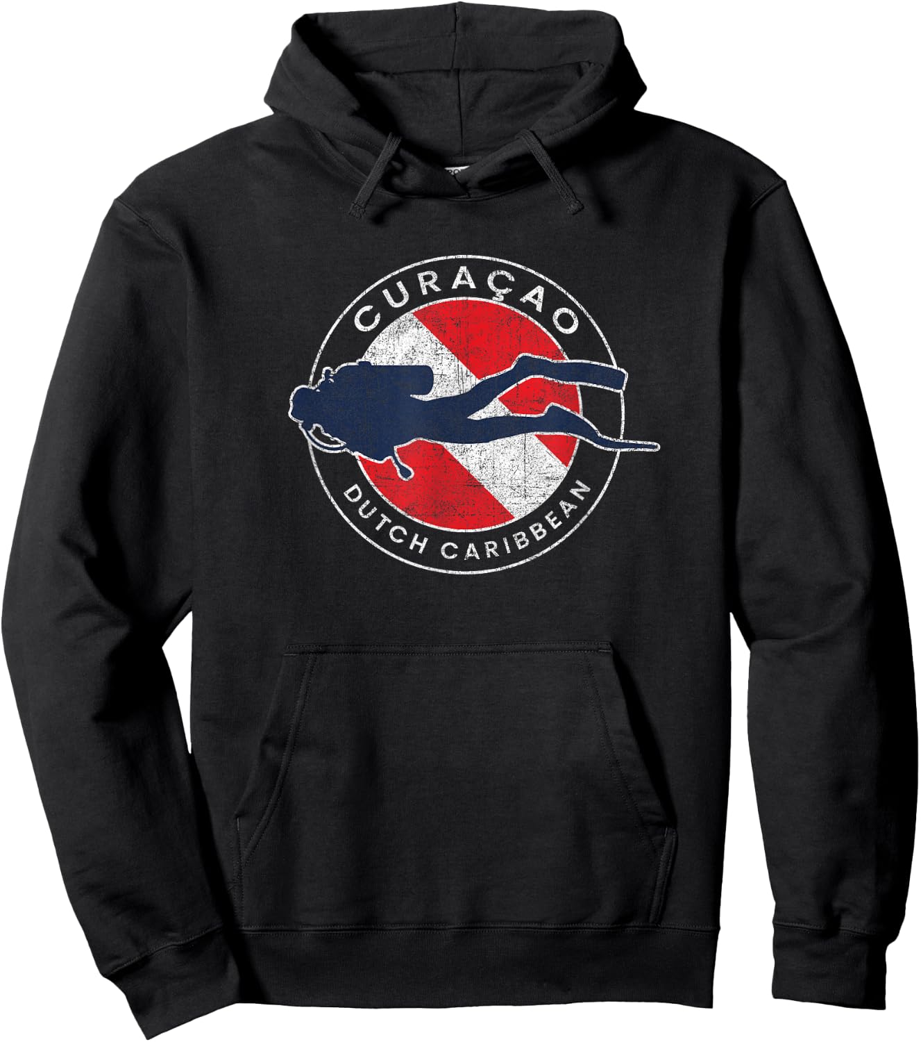 Retro Dive Curacao Scuba Diver Vintage Dive Flag Hoodie - Hoodie | Black