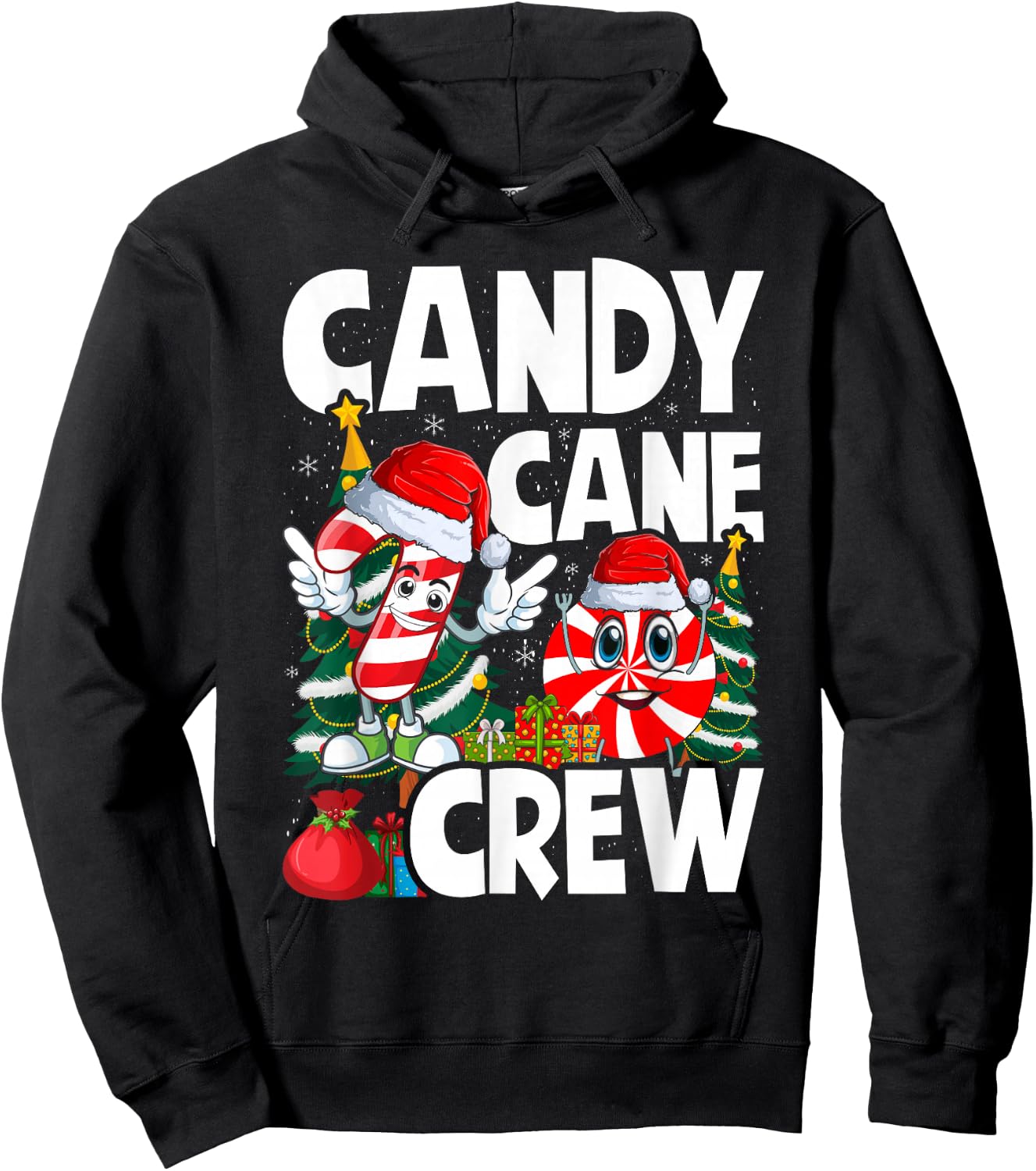 Candy Cane Crew Christmas Xmas Love Candy Boys Girls Kids Hoodie - Hoodie | Black