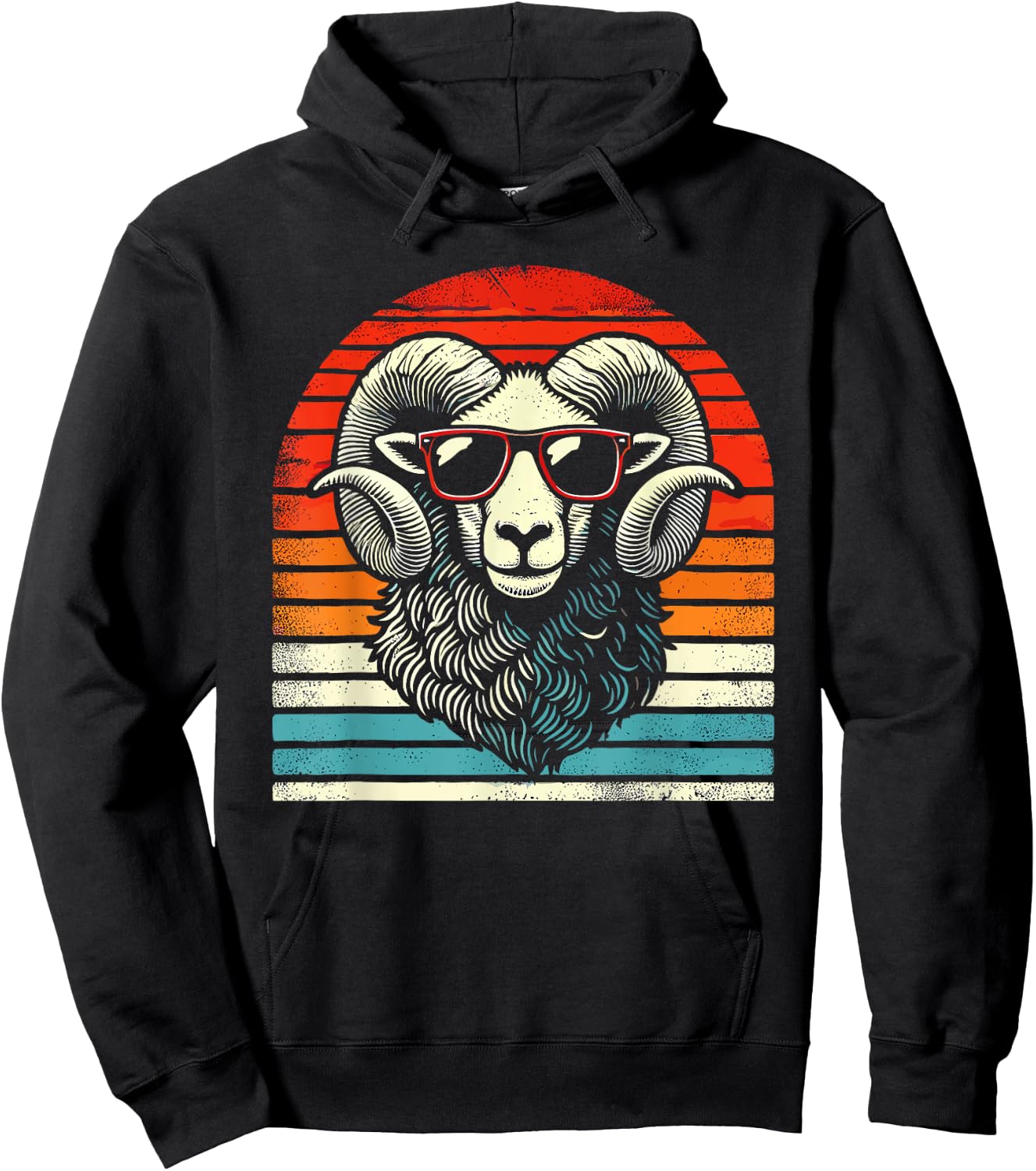 Retro Ram in Sunglasses Men Women Kids Novelty Funny Ram Hoodie - Hoodie | Black