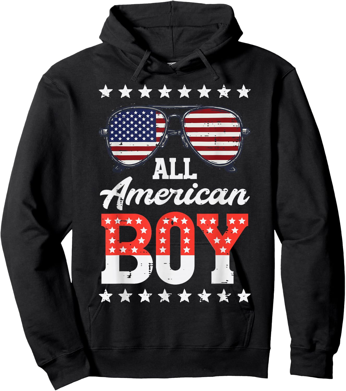 All American Boy USA Sunglasses 4th of July Boys Kids Men Hoodie - Hoodie | Black