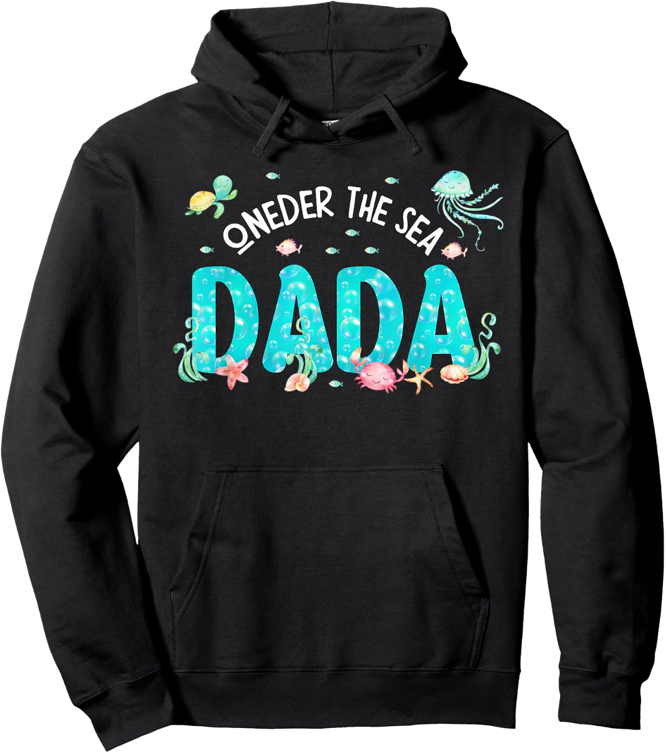 Under Sea Dada Birthday Girl Boy Matching Family Party Hoodie - Hoodie | Black