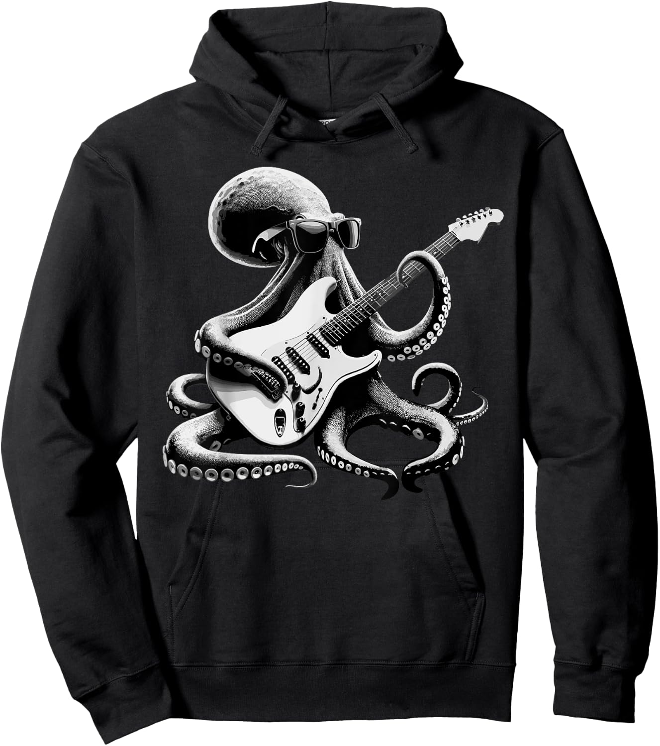 Guitar Octopus Novelty Rock Music Band Concert Funny Guitar Hoodie - Hoodie | Black