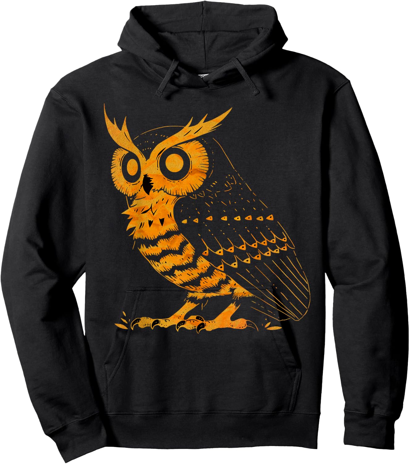 Cute Retro Aesthetic Orange Bird Head Nocturnal Owl Lover Hoodie - Hoodie | Black