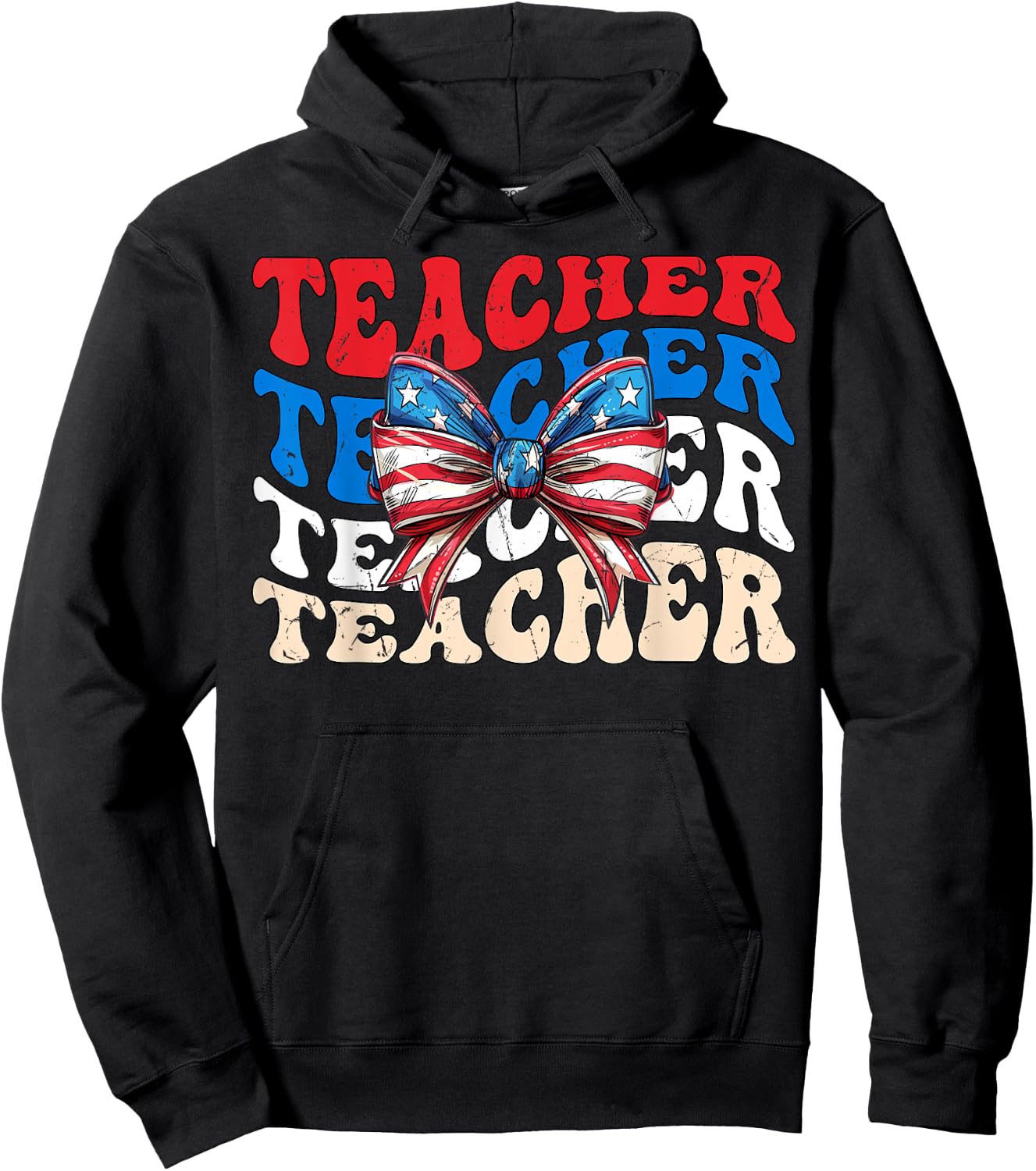 Groovy Teacher American flag 4th of July USA funny Teacher Men Hoodie - Hoodie | Black