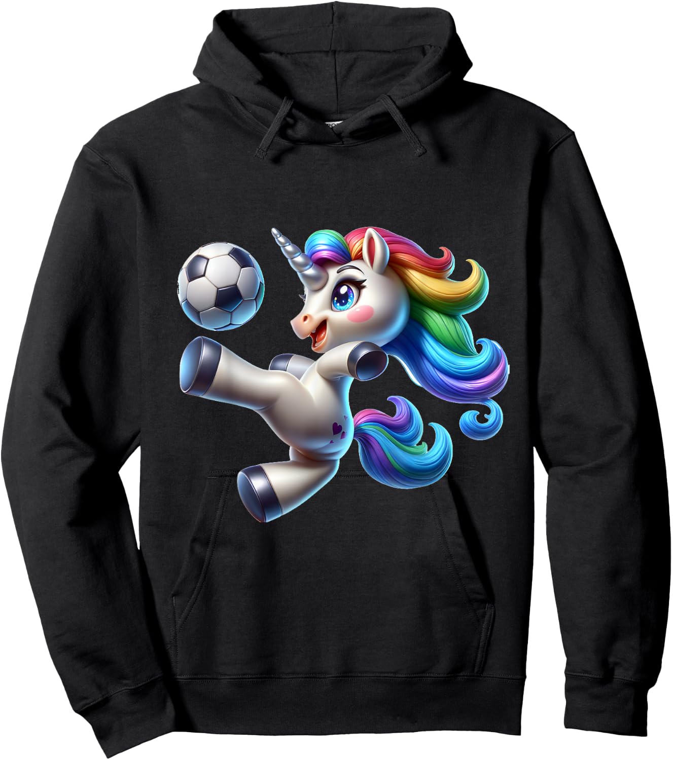 Cute Soccer Player Unicorn Hoodie - Hoodie | Black
