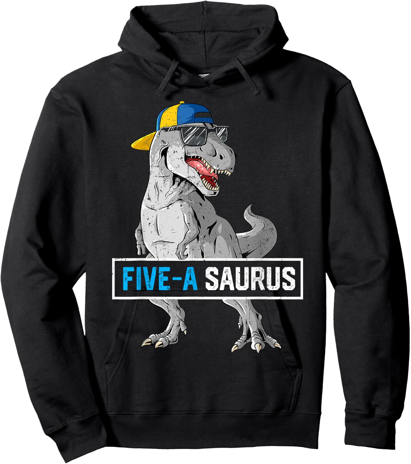 5 Years Old Dinosaur 5th Birthday T Rex Dino Five Saurus Hoodie - Hoodie | Black