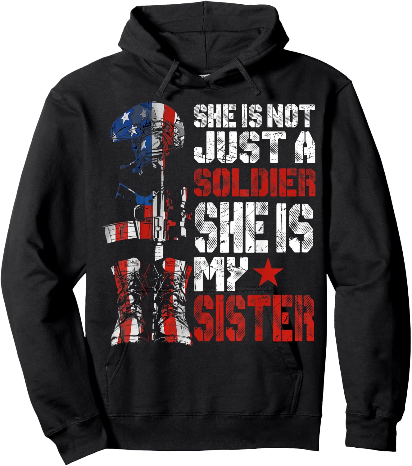 Soldier Sister Proud Army Brother Military Family US Hoodie - Hoodie | Black
