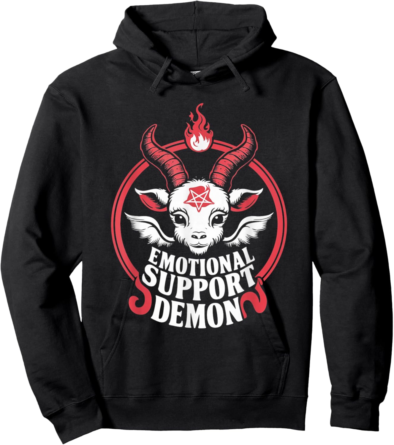 Funny Emotional Support Demon Kawaii Baphomet Goth Hoodie - Hoodie | Black