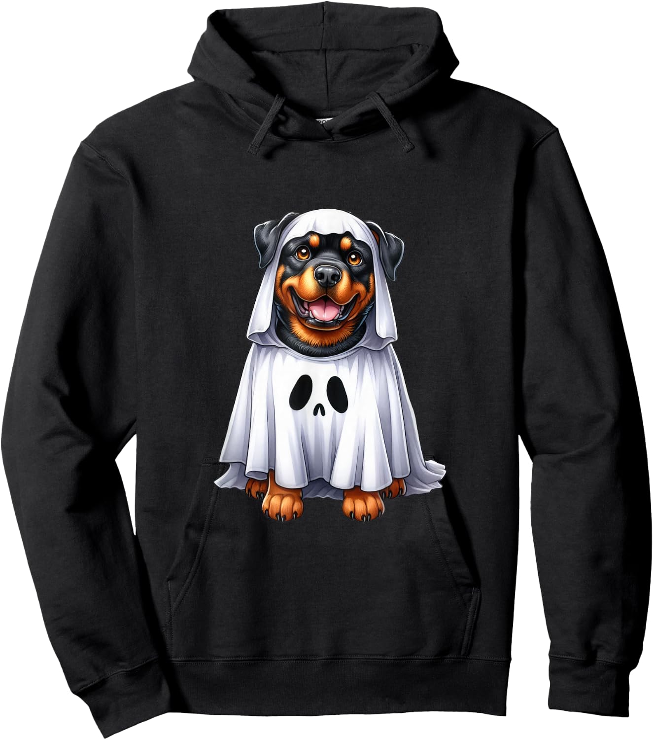 Cute Halloween Rottweiler Dog as Ghost Dog Owner Dogs Hoodie - Hoodie | Black