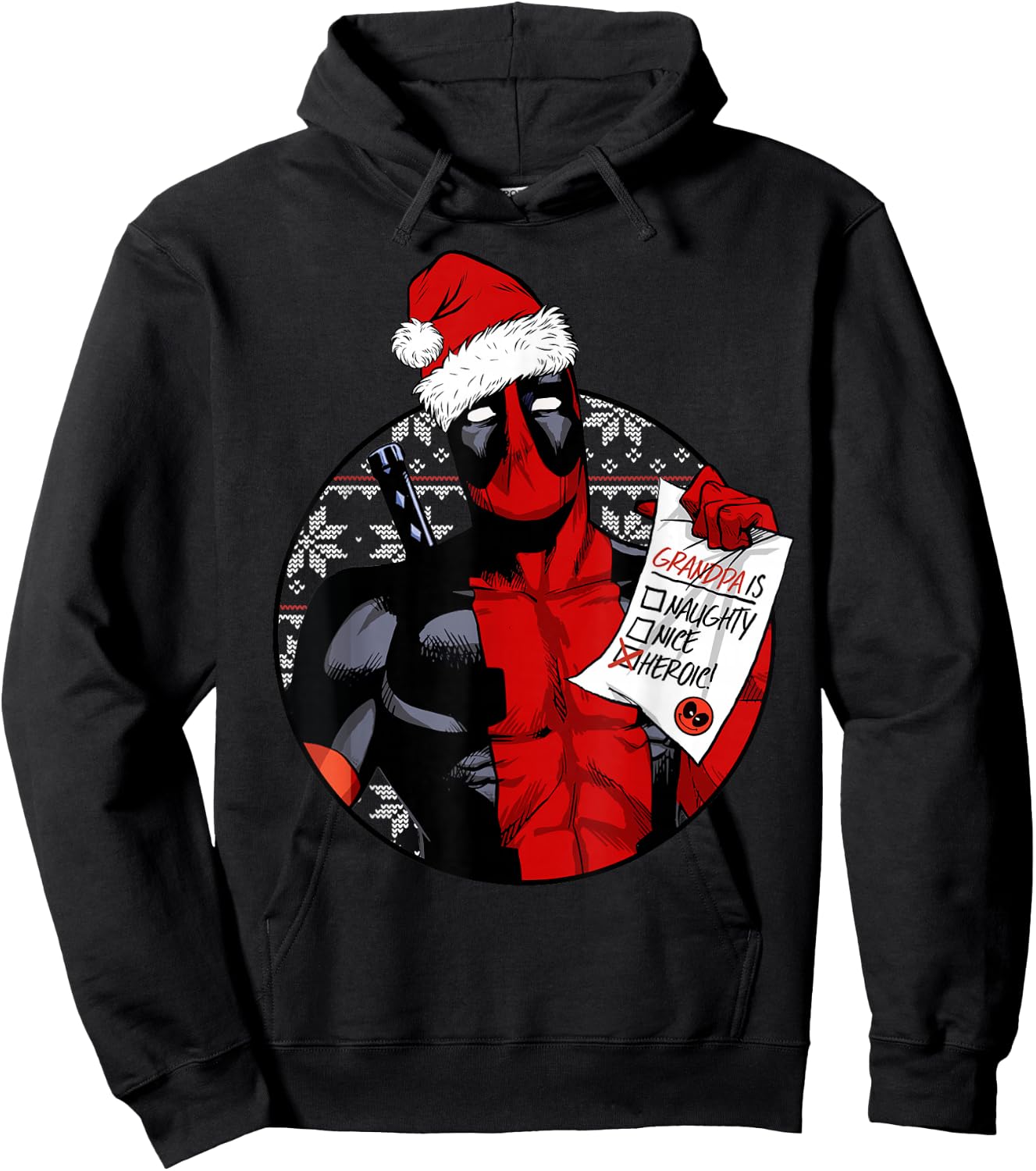 Marvel Deadpool List Grandpa Is Heroic Christmas Hoodie - Hoodie | Black