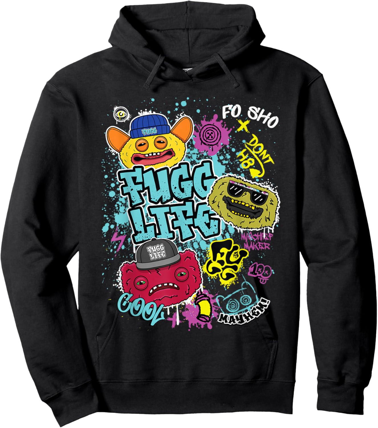 Fugg Life Grin Grin Count Underoo Mcgoo & Wide Eyed Weirdo Hoodie - Hoodie | Black