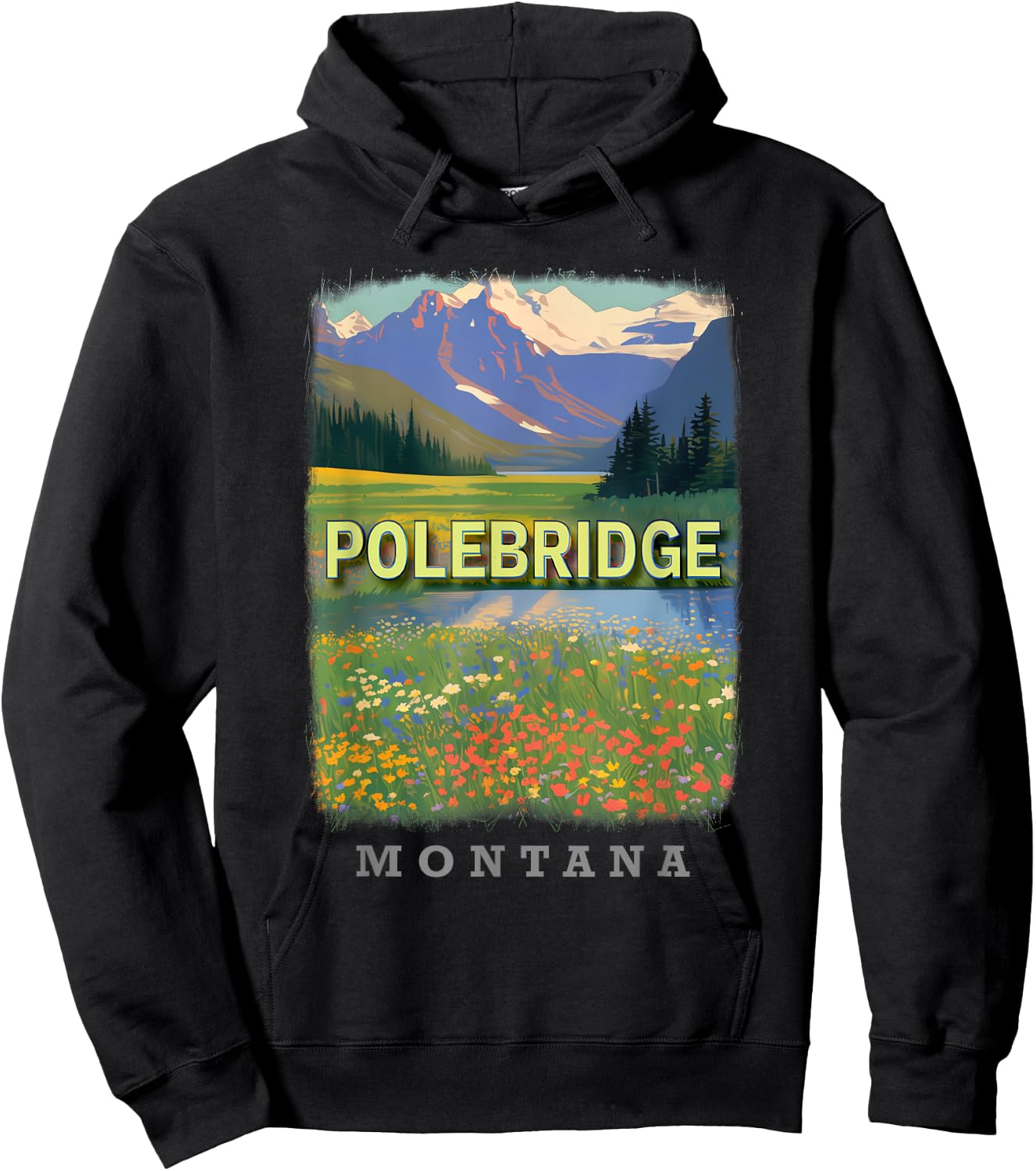 Polebridge Montana MT Northern Rockies Panorama SD339 Hoodie - Hoodie | Black