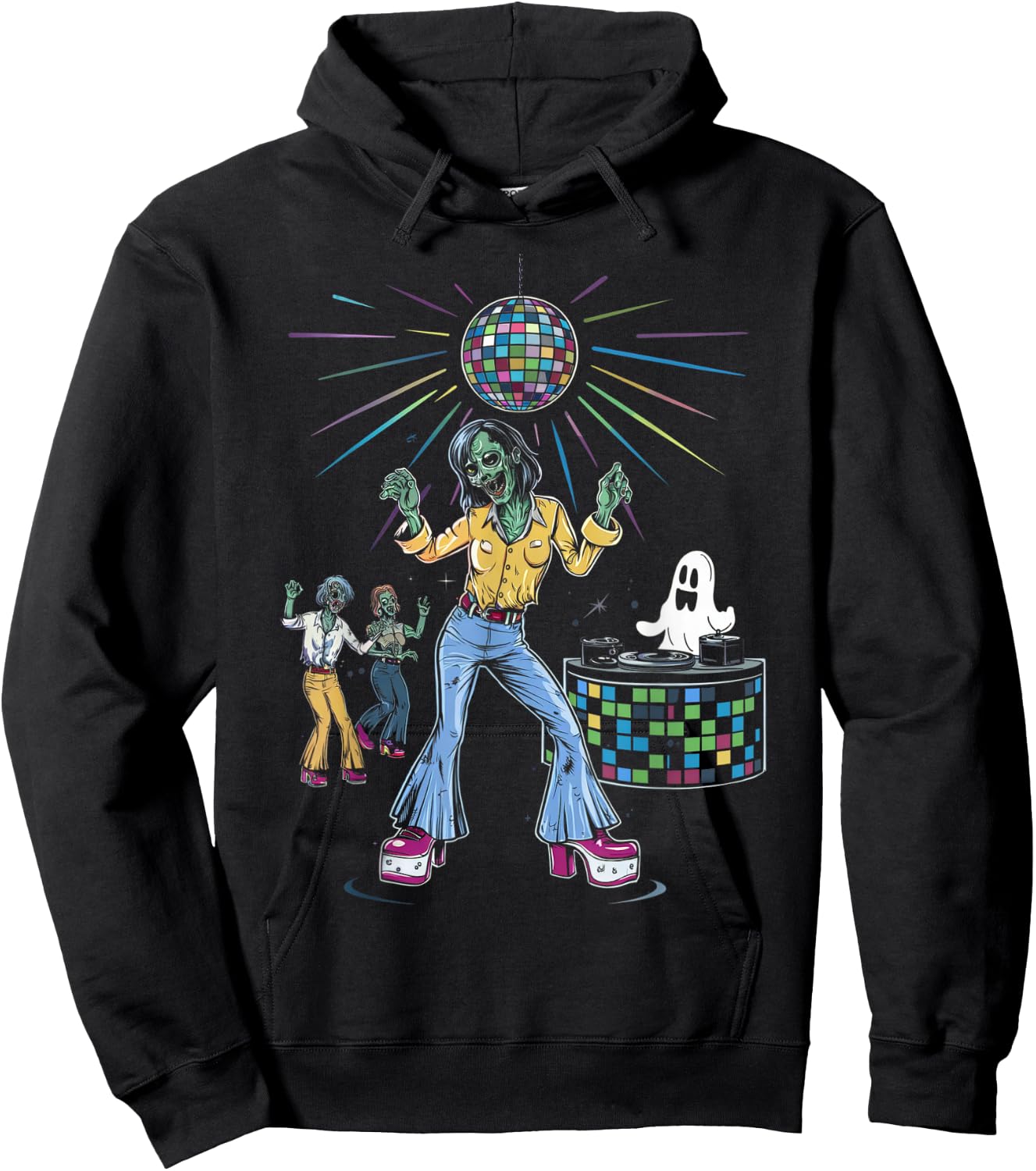 Vintage Halloween Shirt Disco 80's Retro Zombie 70's Dancer Hoodie - Hoodie | Black