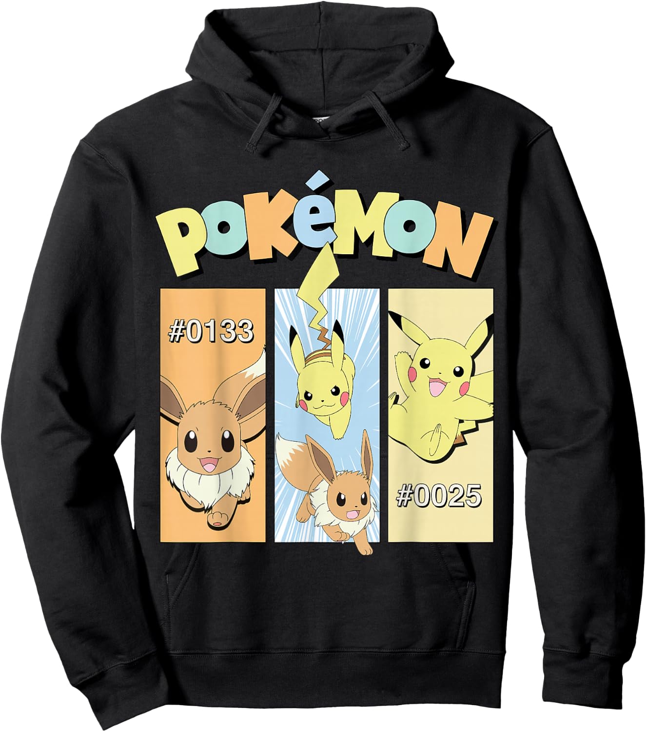 Pokémon - Pikachu and Eevee Character Panels Hoodie - Hoodie | Black