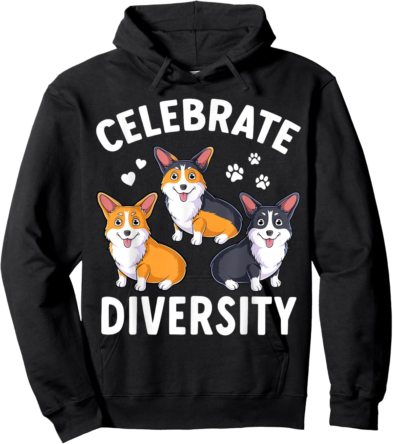 Corgi Funny Dog Lover Pembroke Welsh Celebrate Diversity Hoodie - Hoodie | Black