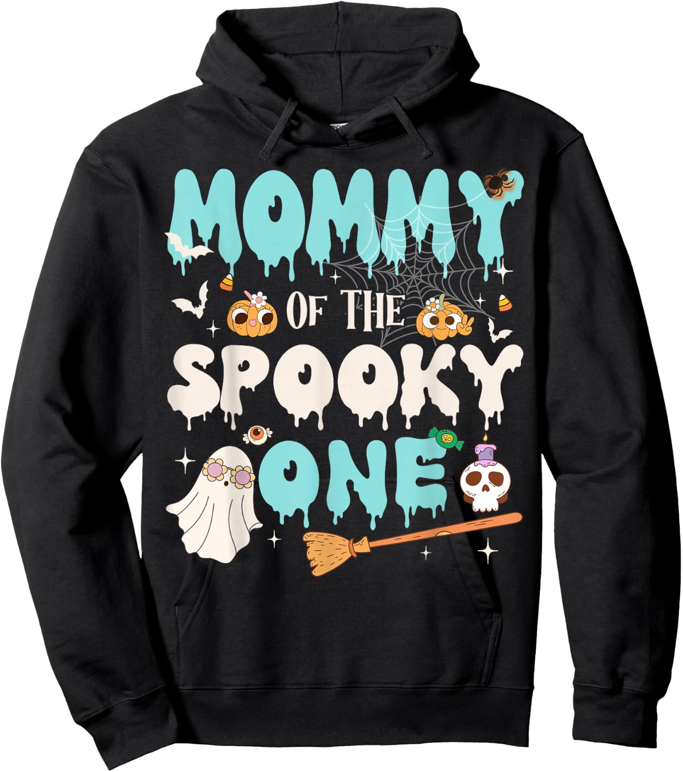 Mommy of The Spooky One Boy 1st Birthday Halloween Family Hoodie - Hoodie | Black