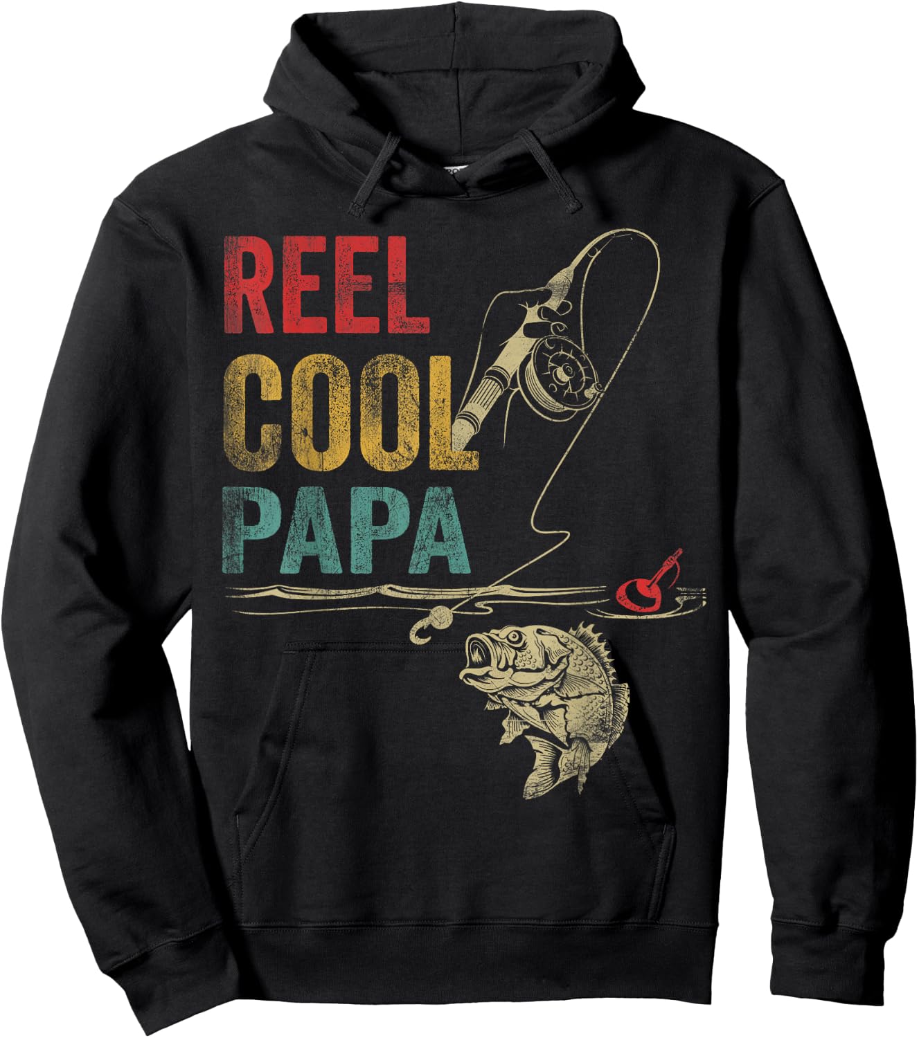 Reel Cool Papa Fish Fishing Shirt Father's Day Hoodie - Hoodie | Black