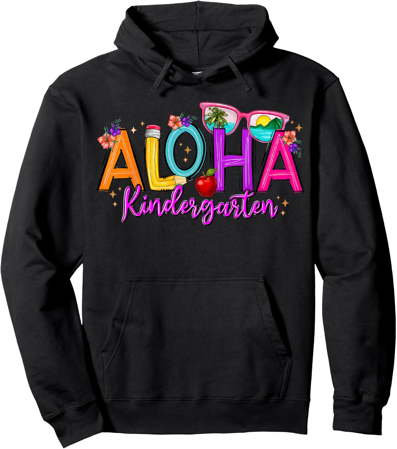 Aloha Kindergarten Summer Beach Vacation Teacher School Hoodie - Hoodie | Black