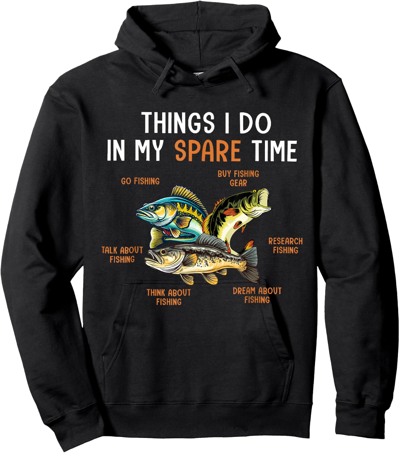 Things I Do In My Spare Time Funny Fishing Things Hoodie - Hoodie | Black