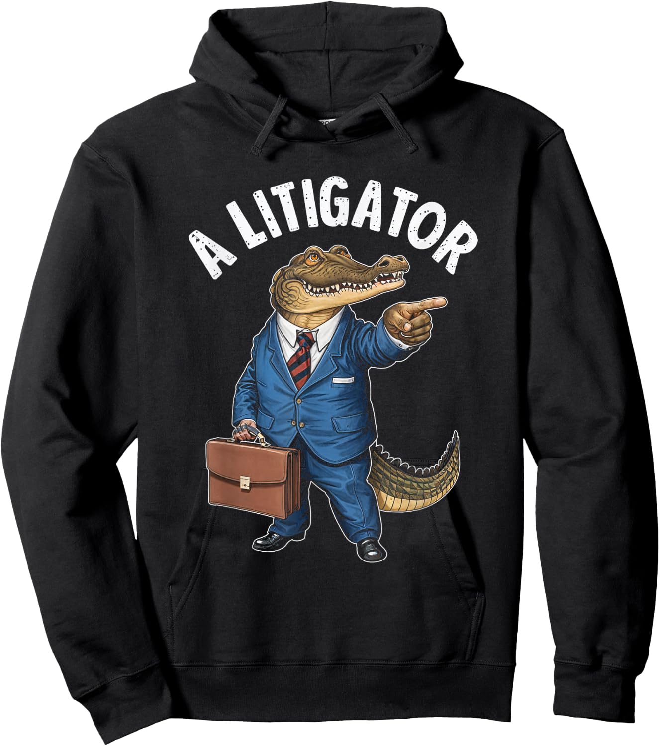 Lawyer Attorney Legal Humor Alligator Litigator - Adults - Black - Small - Short Sleeve - - Humor Hoodie - Hoodie | Black