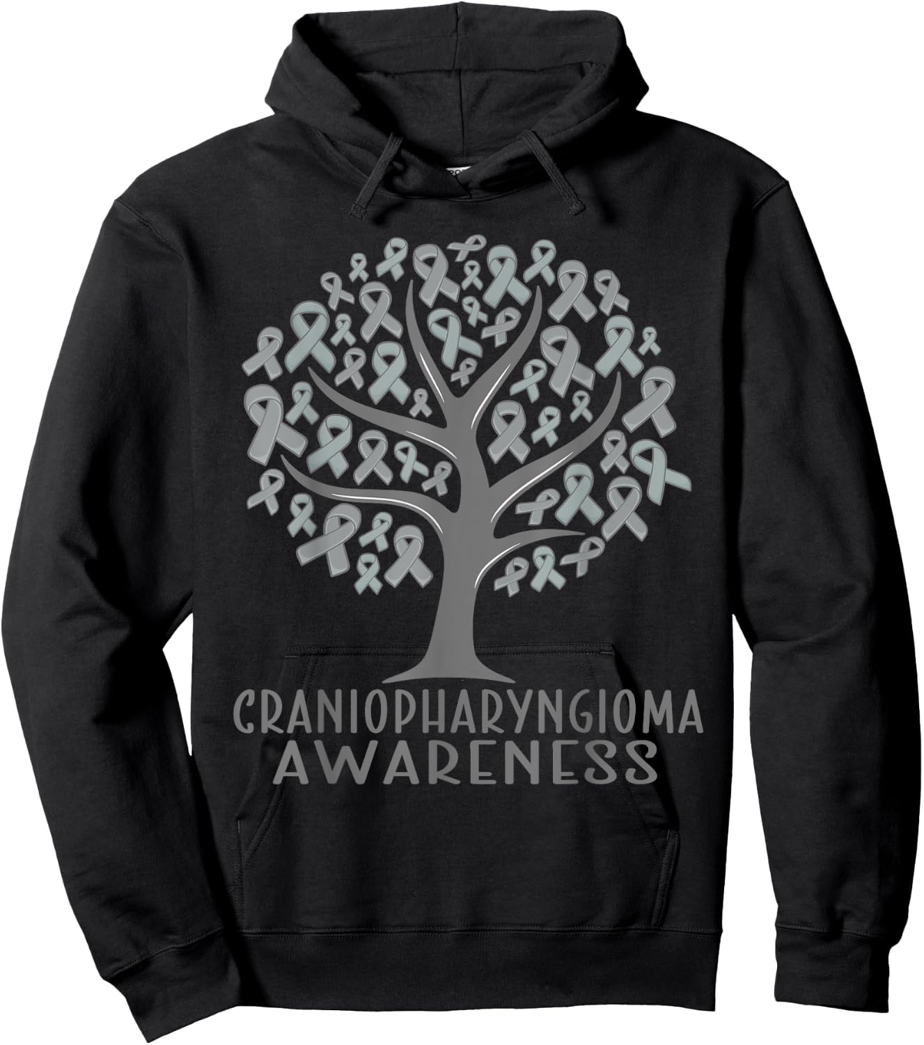 Craniopharyngioma Awareness Tree Ribbons, Wear grey Hoodie - Hoodie | Black