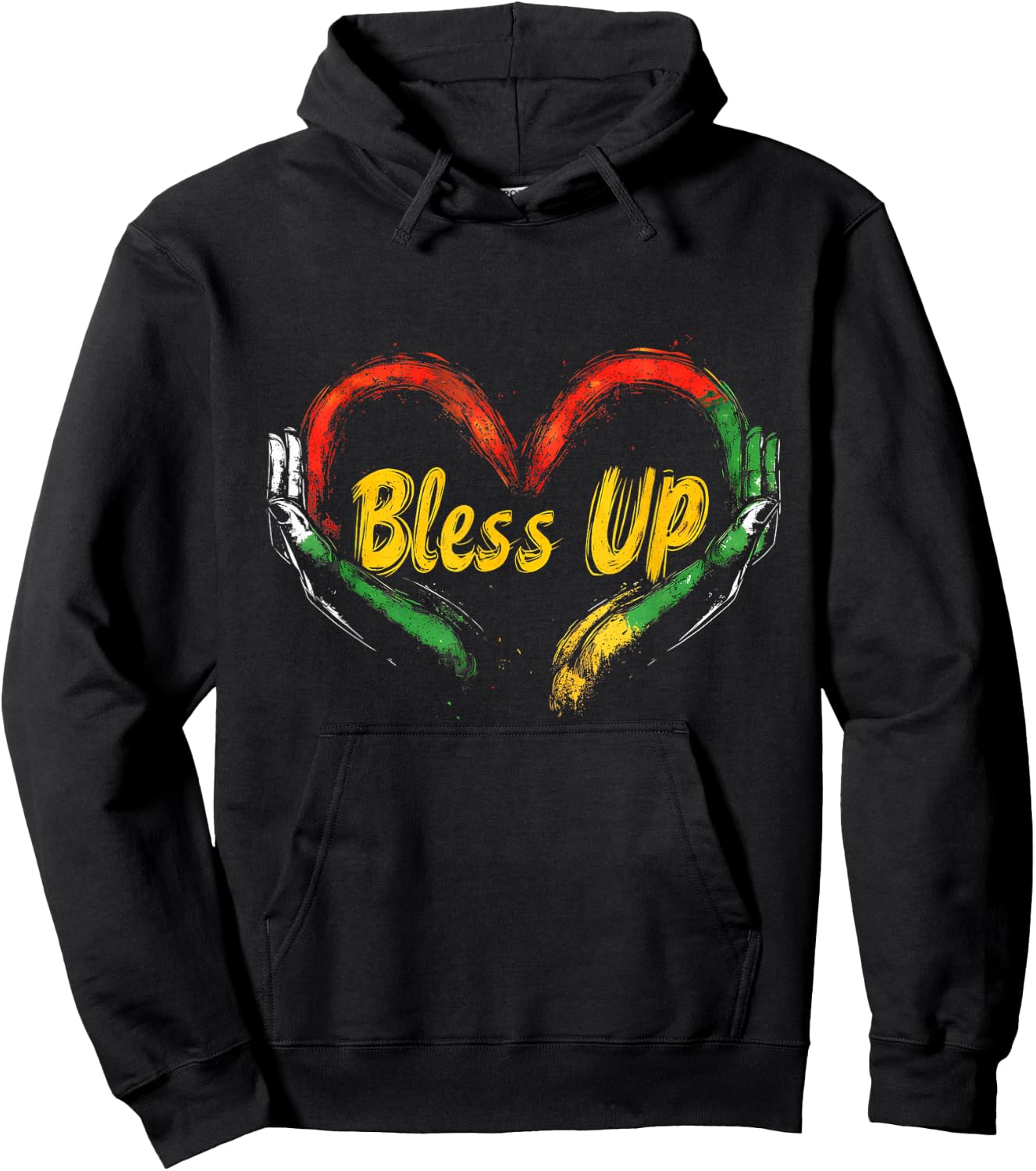 Hand Heart Reggae Rastafari Jamaican Roots Rasta Hoodie - Hoodie | Black