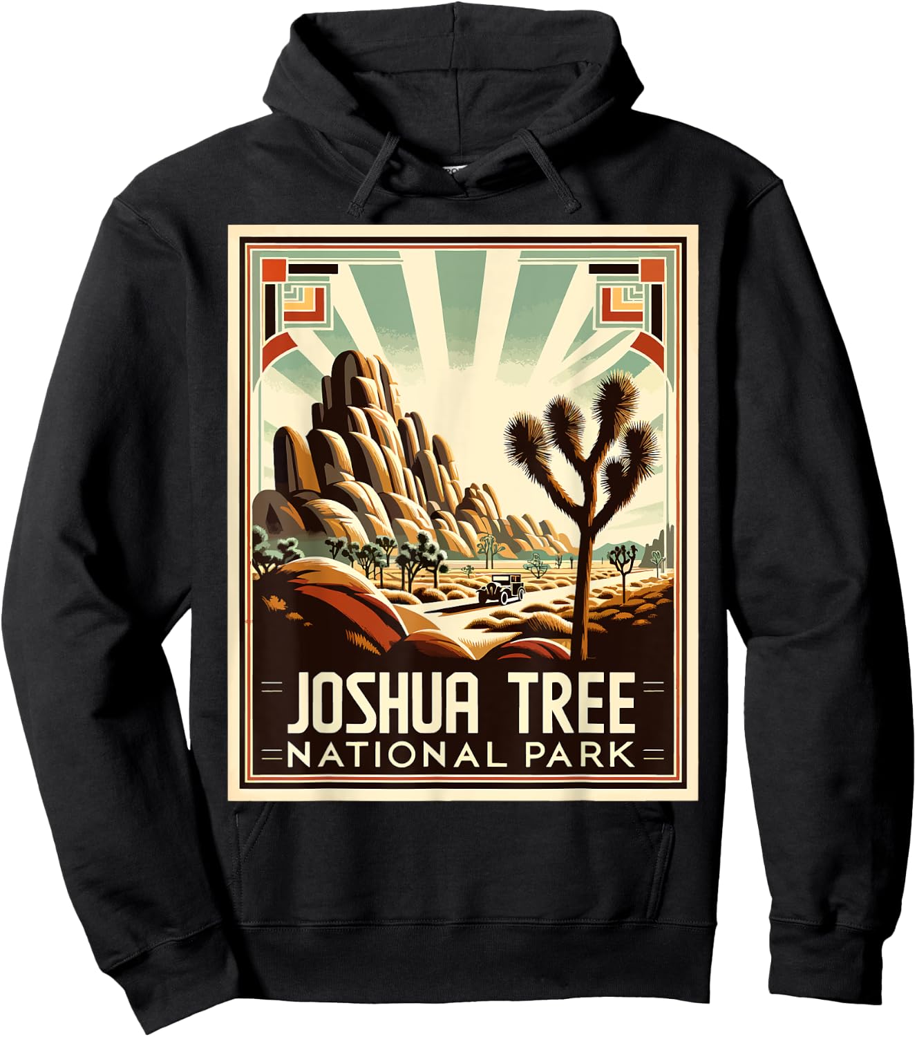 Joshua Tree National Park Vintage Hiking Camping Outdoor Hoodie - Hoodie | Black