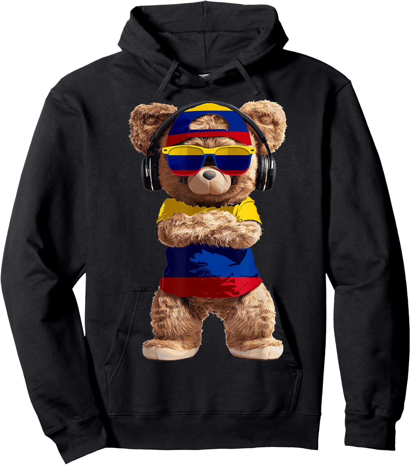 Colombia Flag Souvenirs Bear Outfit Products Colombian Hoodie - Hoodie | Black
