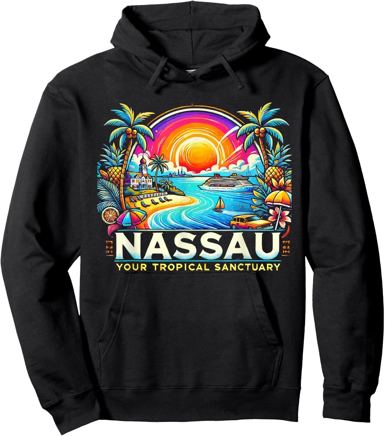 Nassau Bahamas Travel Vacation Beach I Love Nassau Hoodie - Hoodie | Black