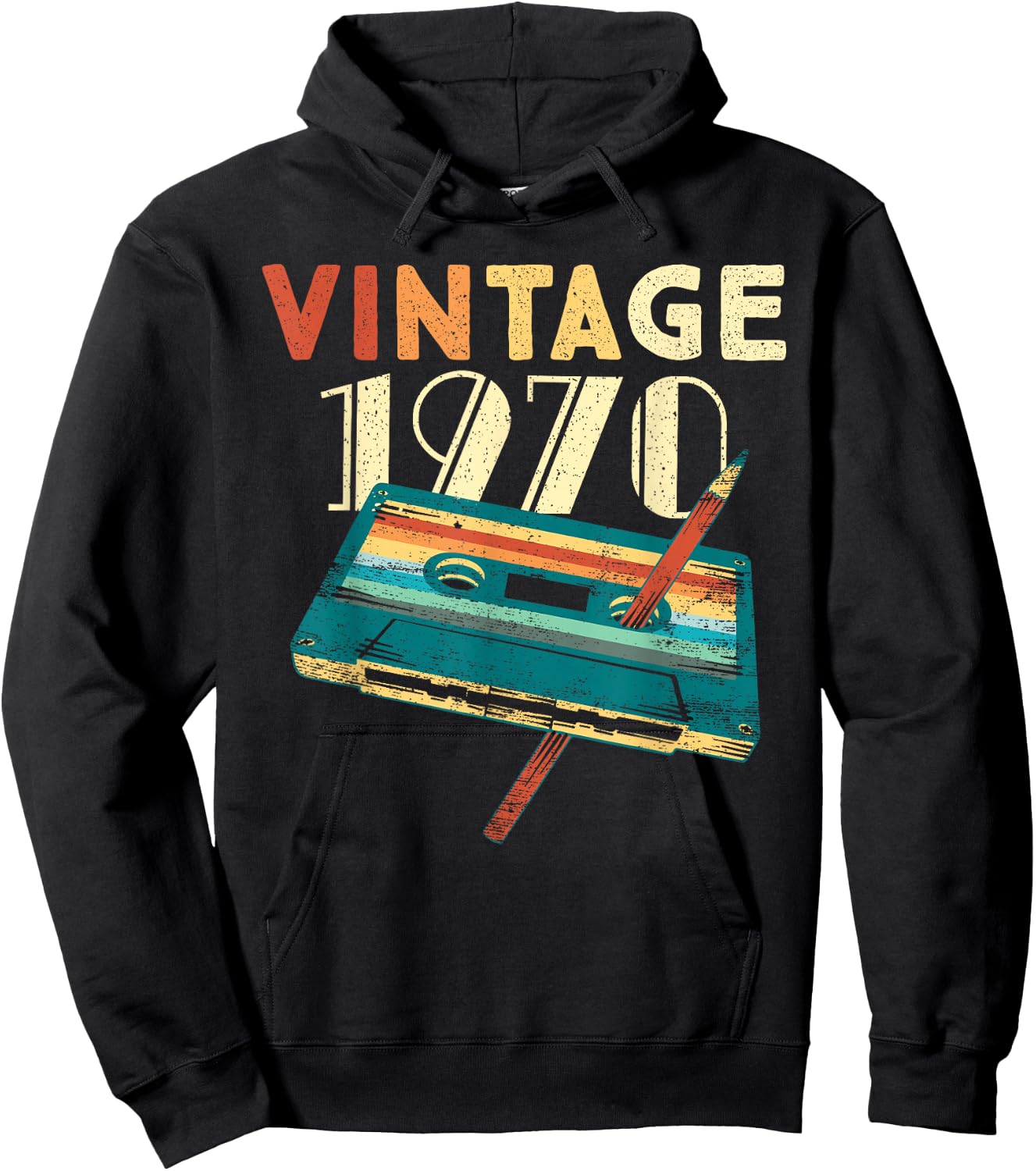 55 Years Old Gifts Vintage 1970 Music Cassette 55th Birthday Hoodie - Hoodie | Black
