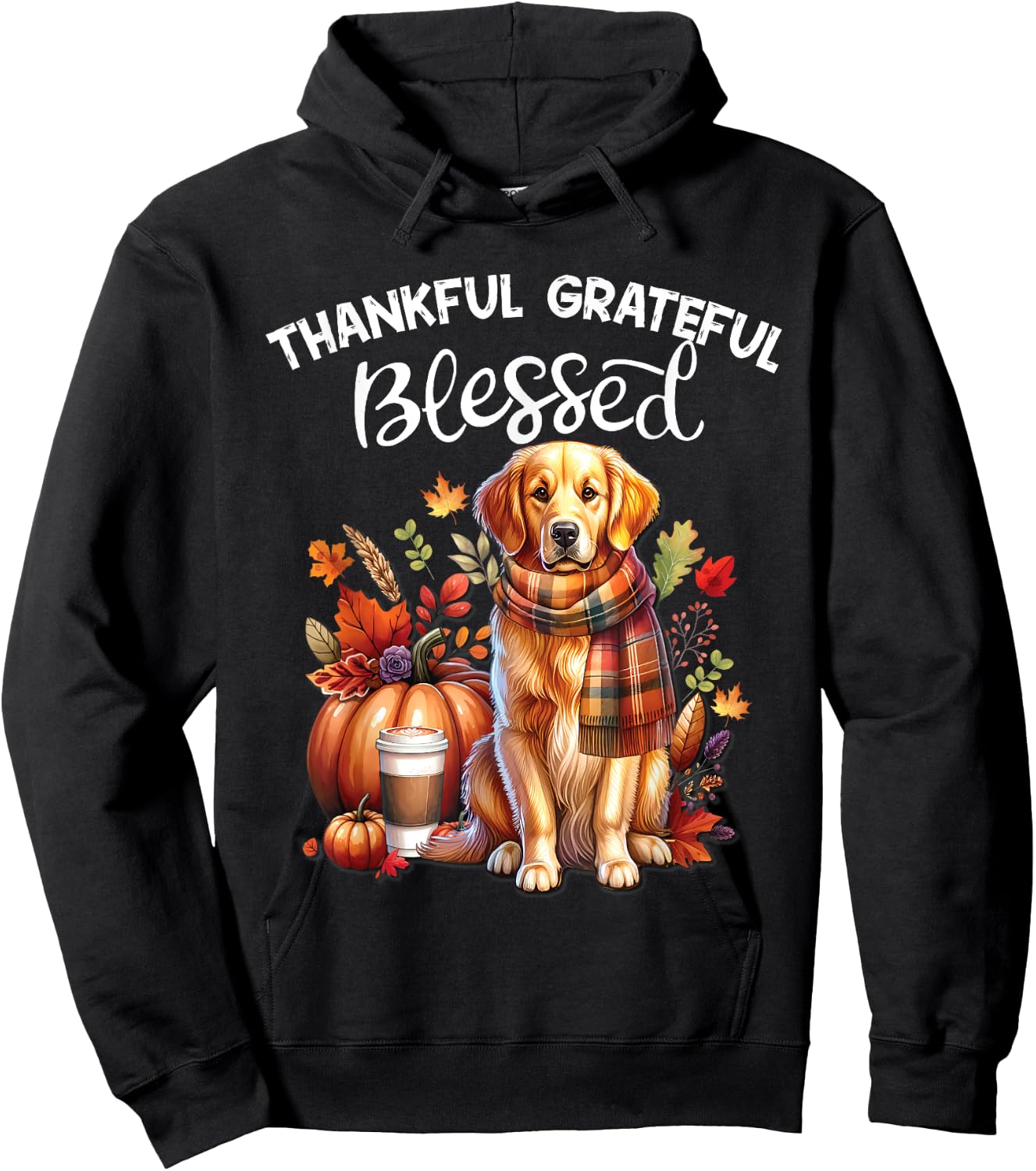 Golden Retriever Dog pumpkin spice Happy Fall Yall autumn Hoodie - Hoodie | Black