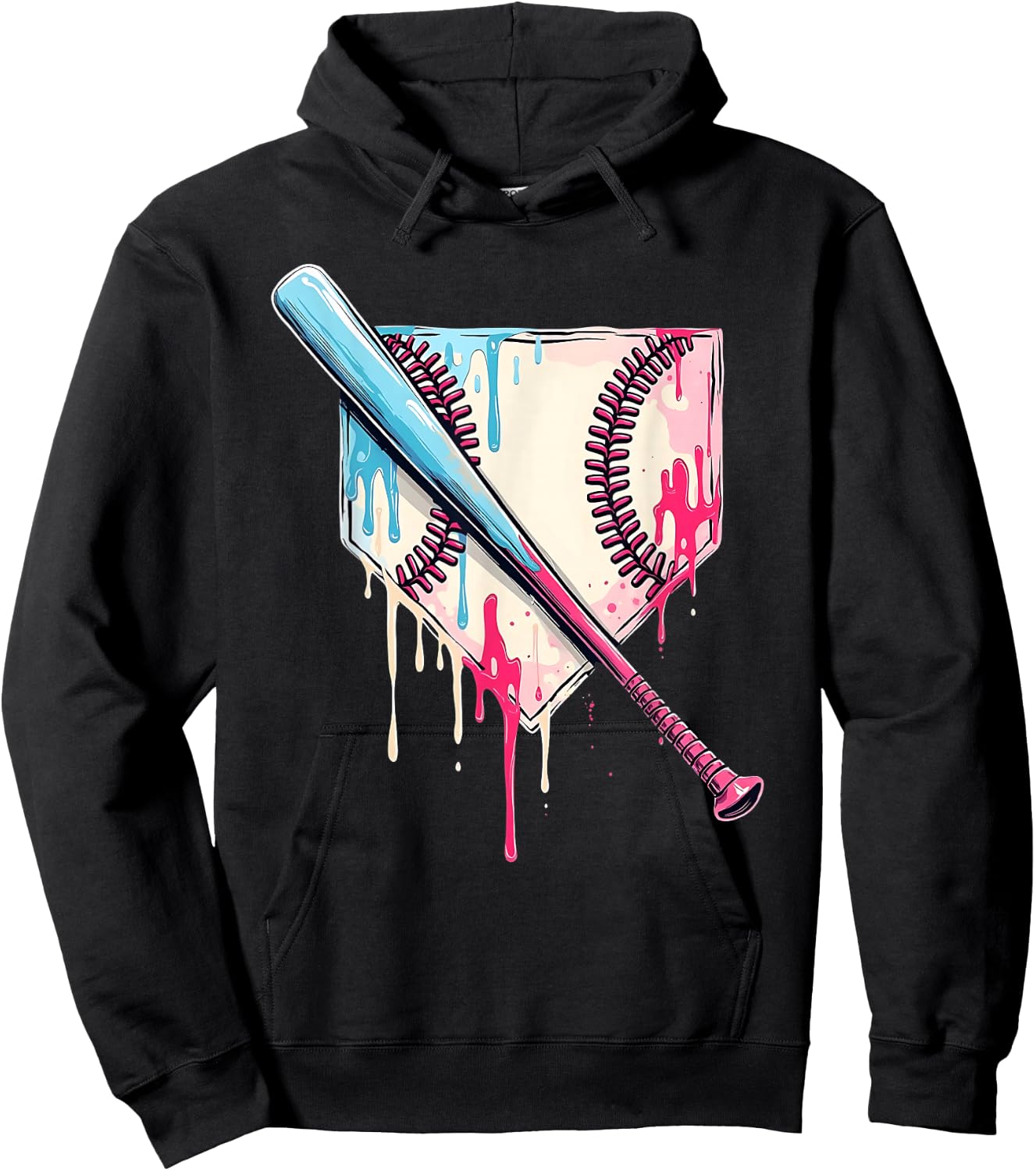 Cool Sport Baseball Home Plate Drip With Sprinkles Drip Hoodie - Hoodie | Black