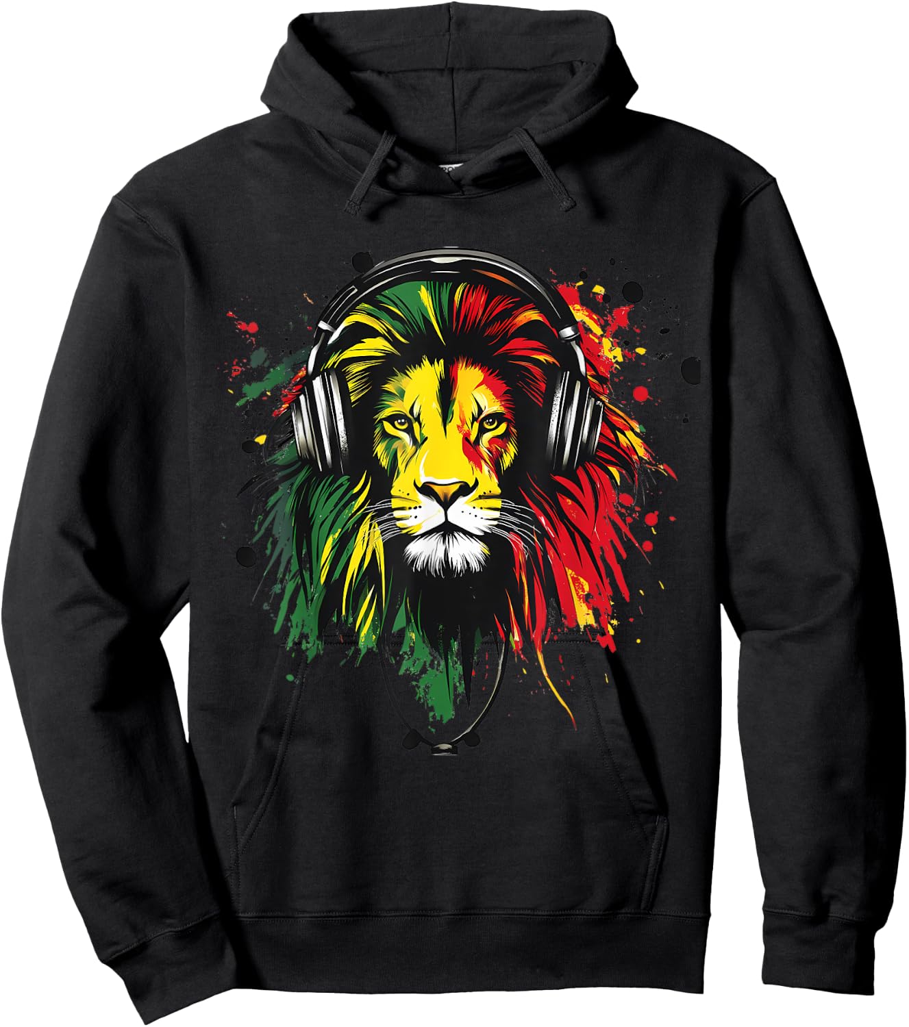 Rasta Reggae Music DJ Lion Of Judah Rastafarian Roots Hoodie - Hoodie | Black