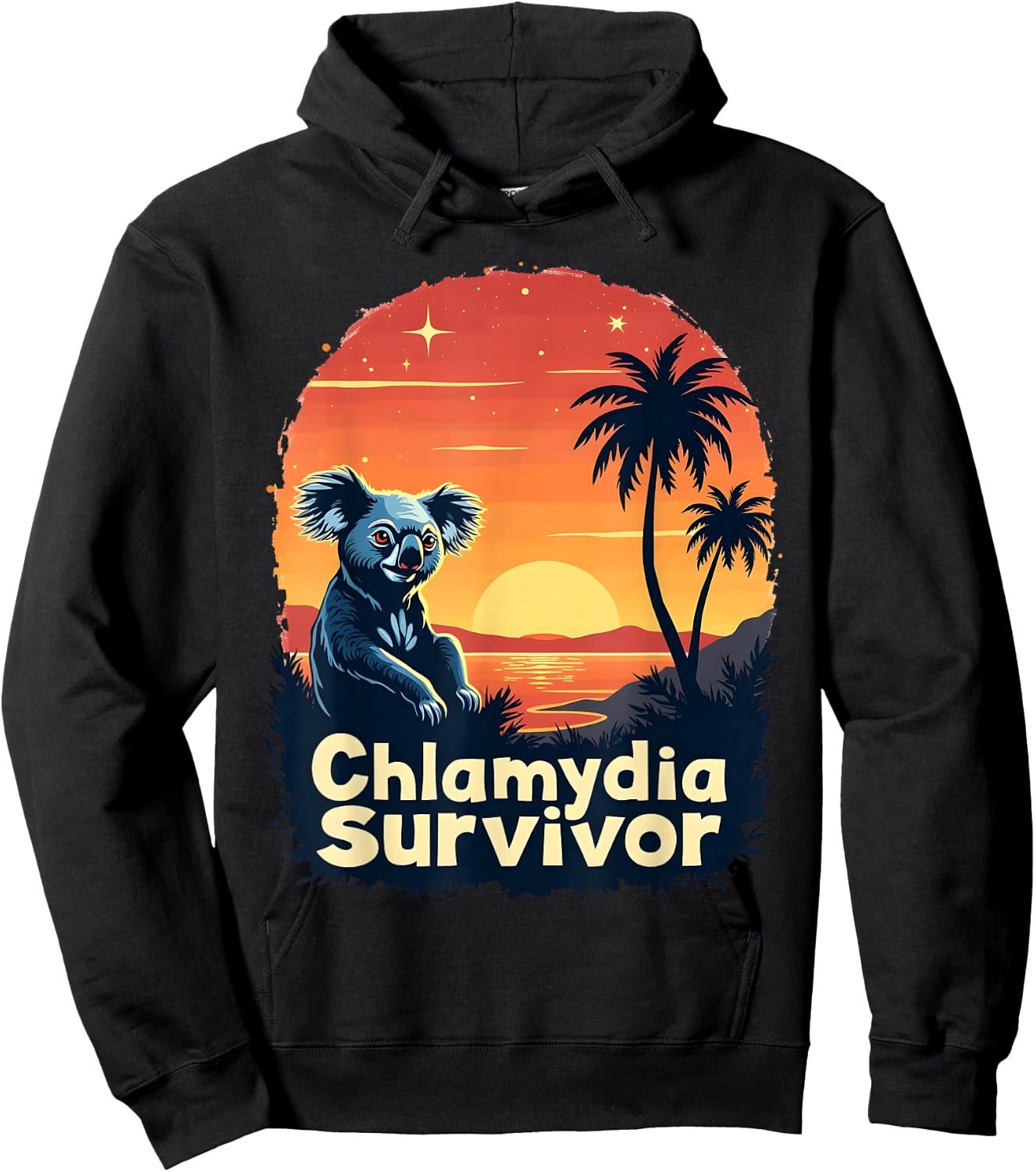 Chlamydia Survivor Funny Adult Joke Retro Vintage Koala Men Hoodie - Hoodie | Black