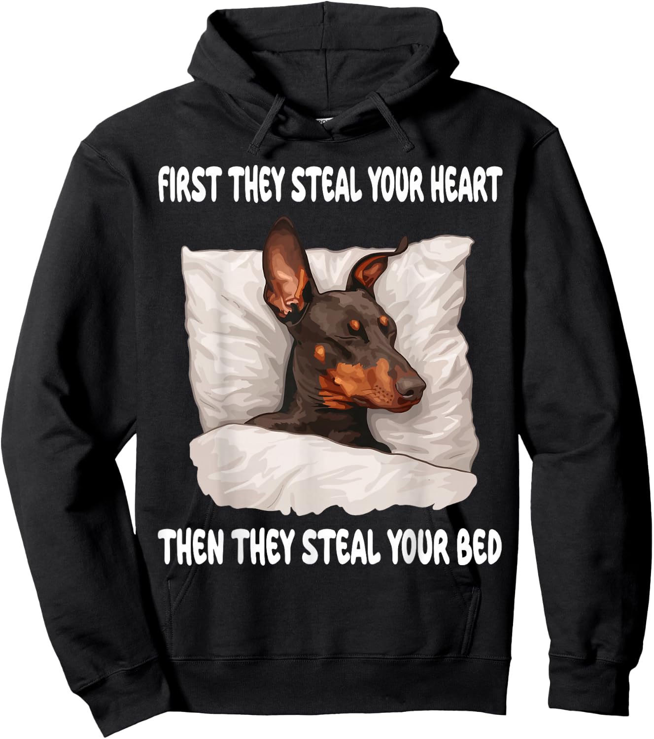 Doberman Pinscher Sleeping Pajamas Nightgown Hoodie - Hoodie | Black