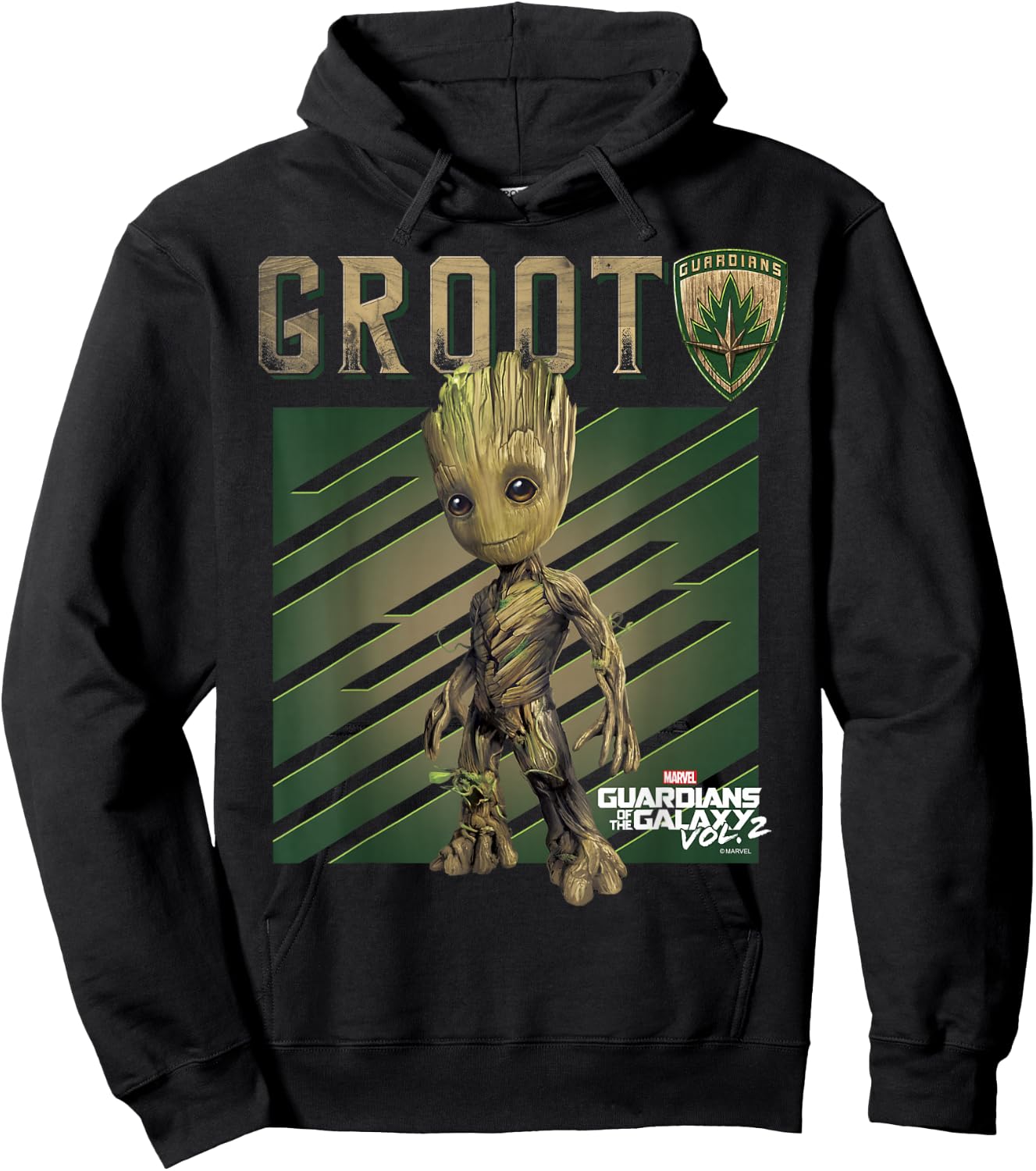 Marvel Guardians of The Galaxy Vol 2 Baby Groot Shield Hoodie - Hoodie | Black