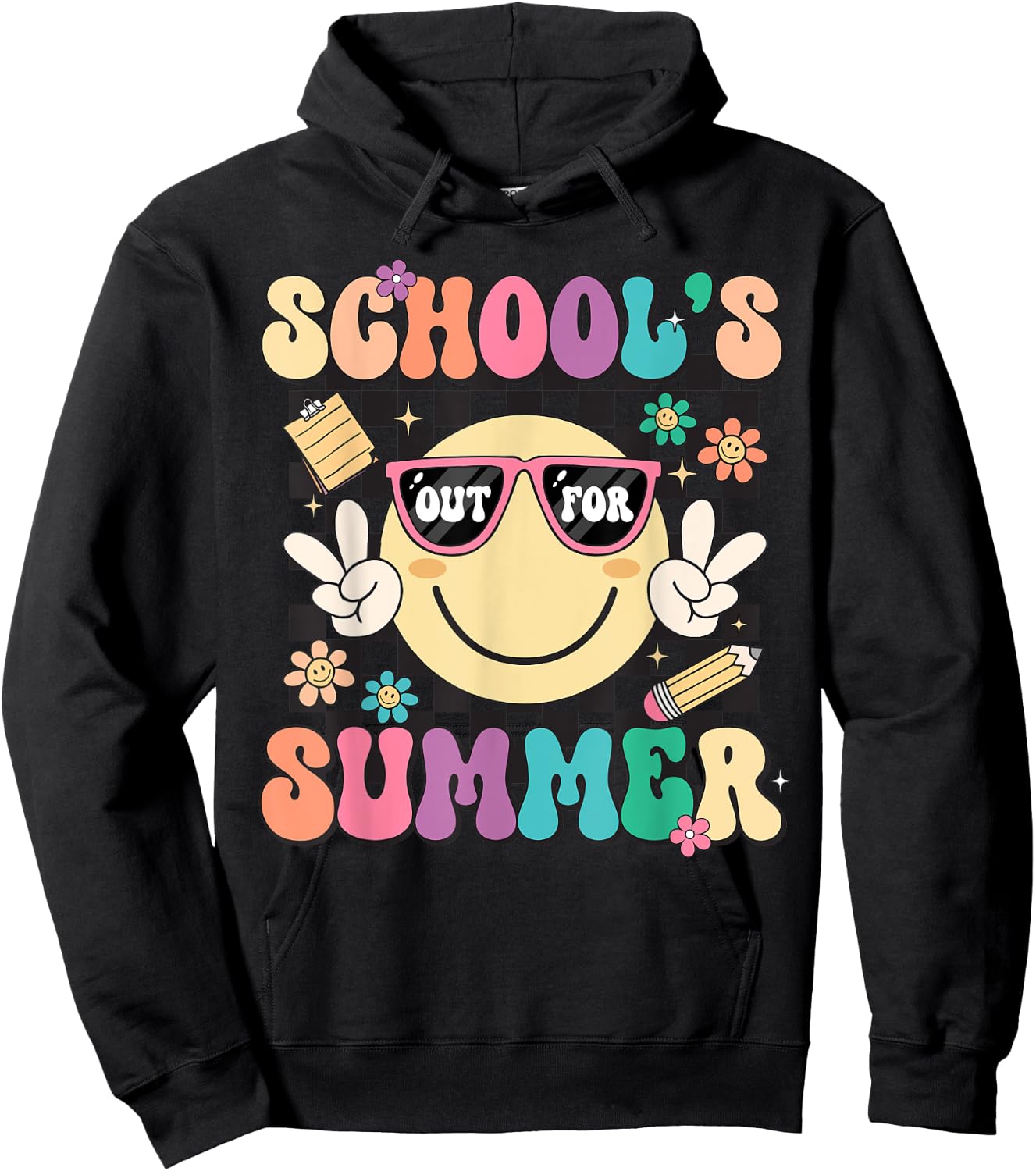 Last Day Of School Retro Schools Out For Summer Teacher Kids Hoodie - Hoodie | Black