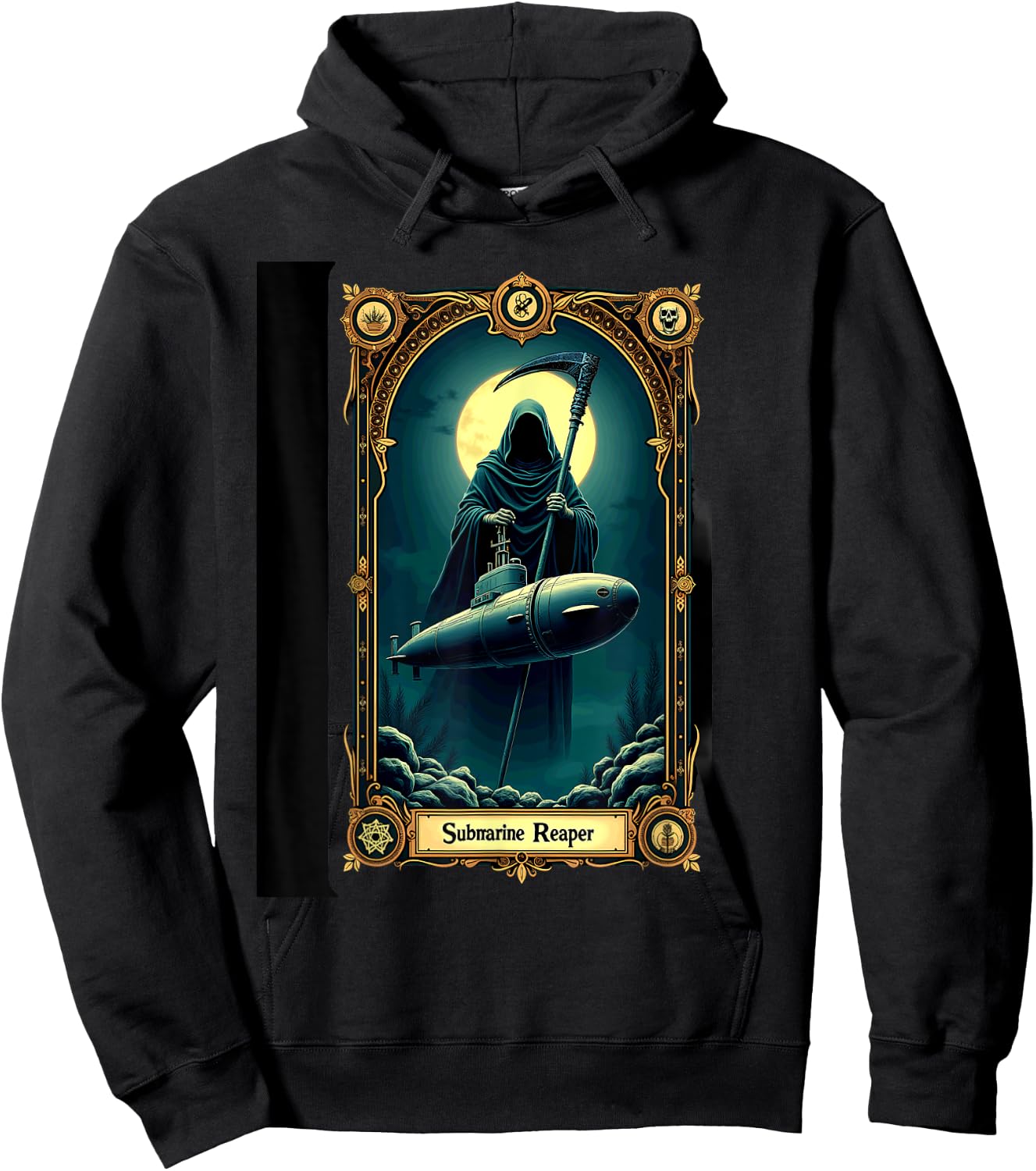 Halloween Tarot Card Skeleton Submarine Reaper Hoodie - Hoodie | Black