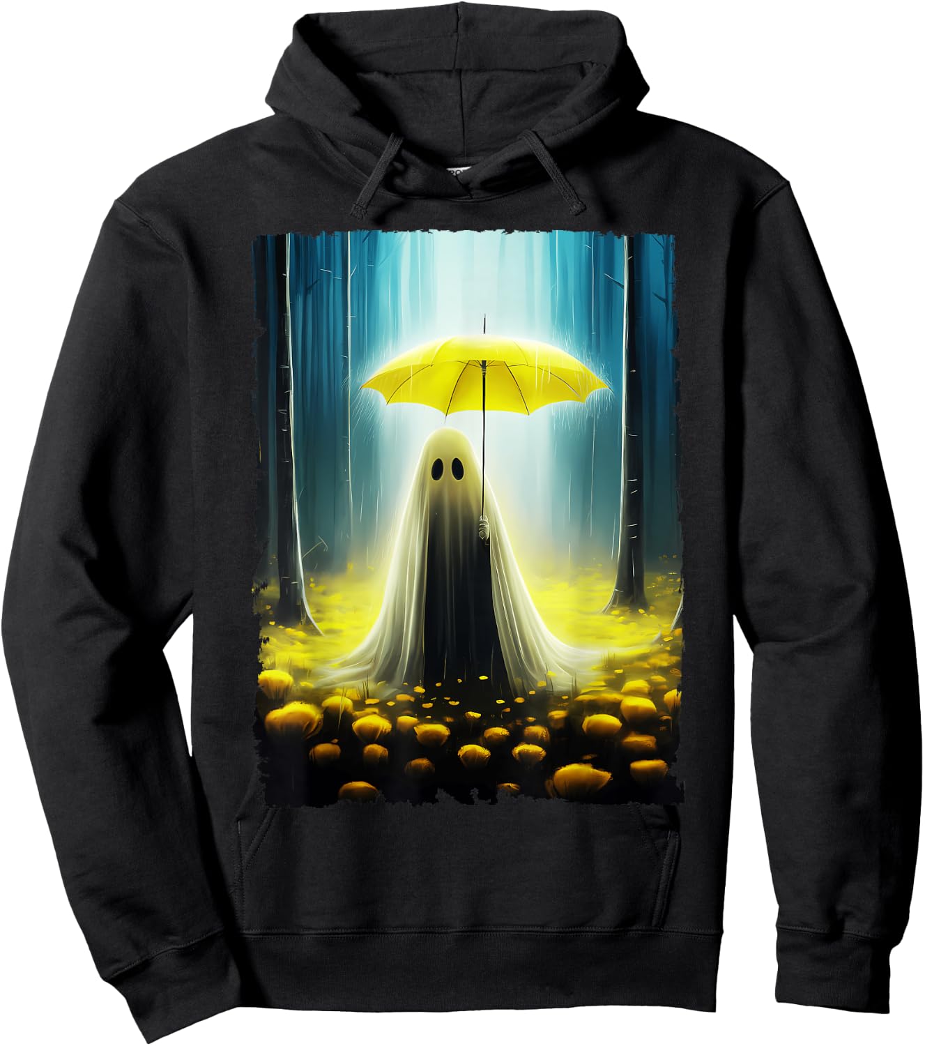 Vintage Floral Ghost Halloween Costume Gothic Ghost Spooky Hoodie - Hoodie | Black