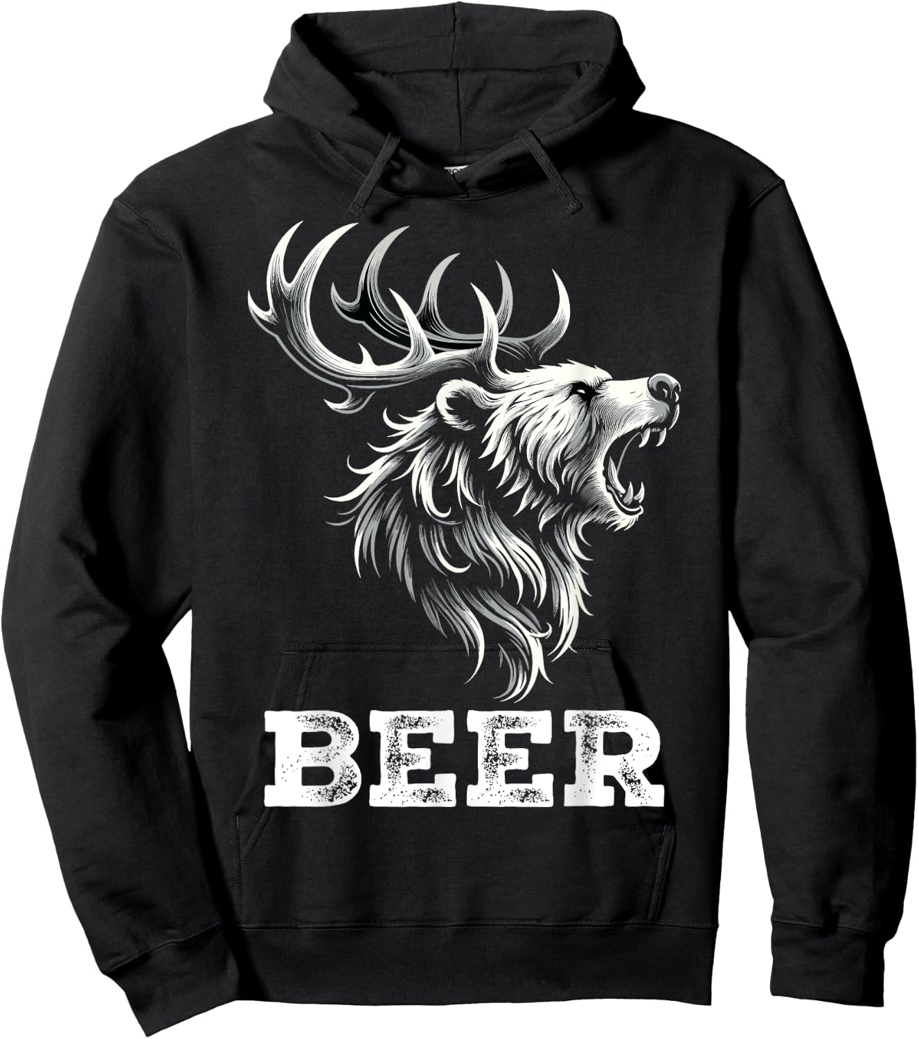 Mix of Bear and Deer Beer Wildness Camping Hoodie - Hoodie | Black